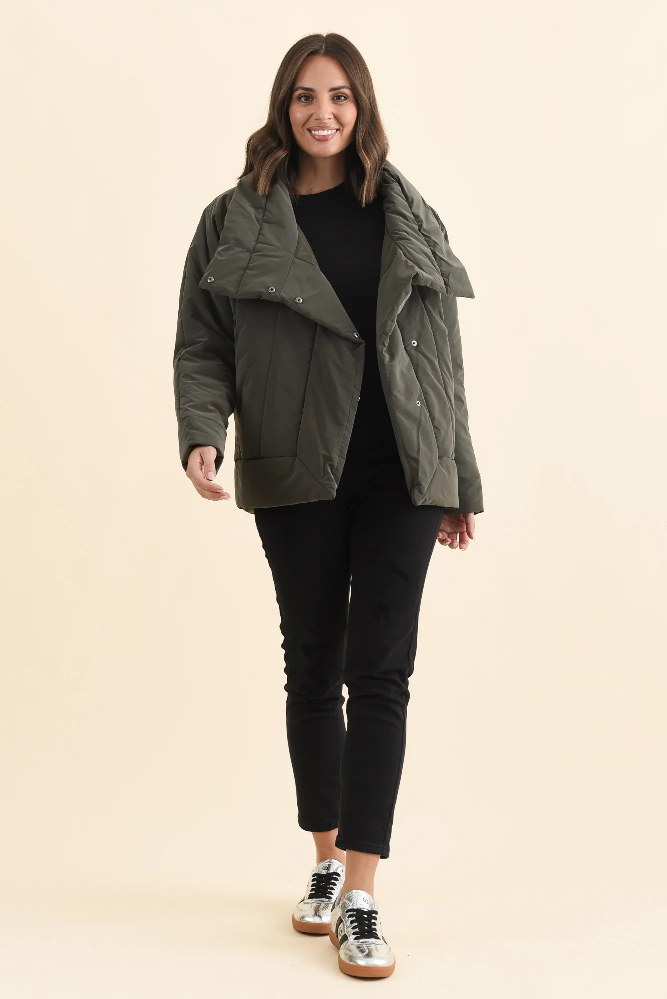 Arica Charcoal Wrap Puffer Jacket - Image 3