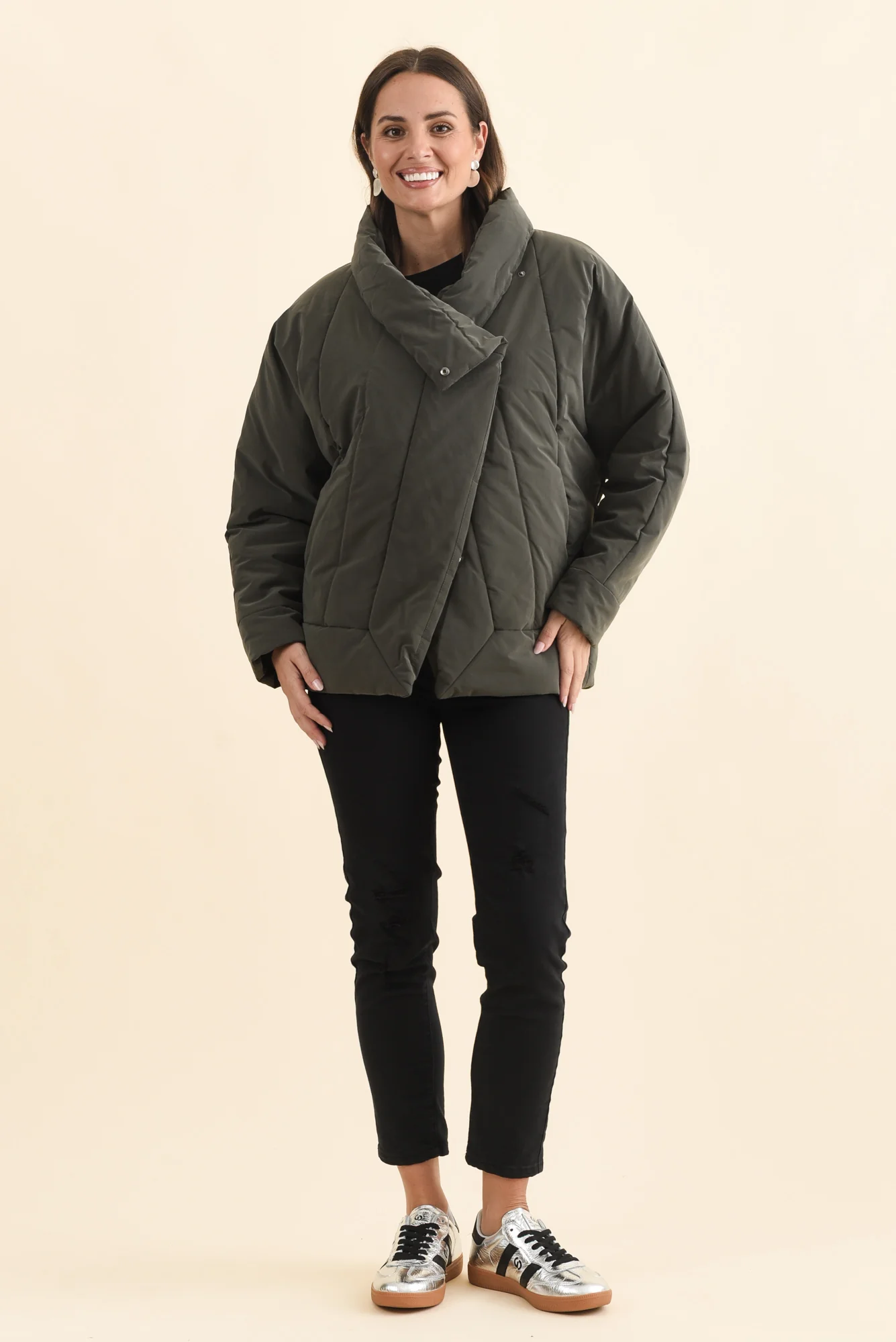 Arica Charcoal Wrap Puffer Jacket - Image 7