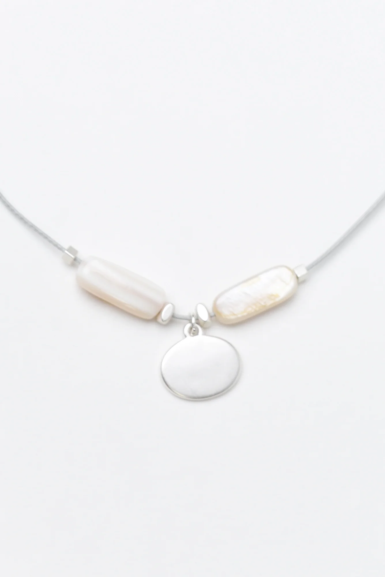 Arica Silver Oval Beaded Necklace - Image 2