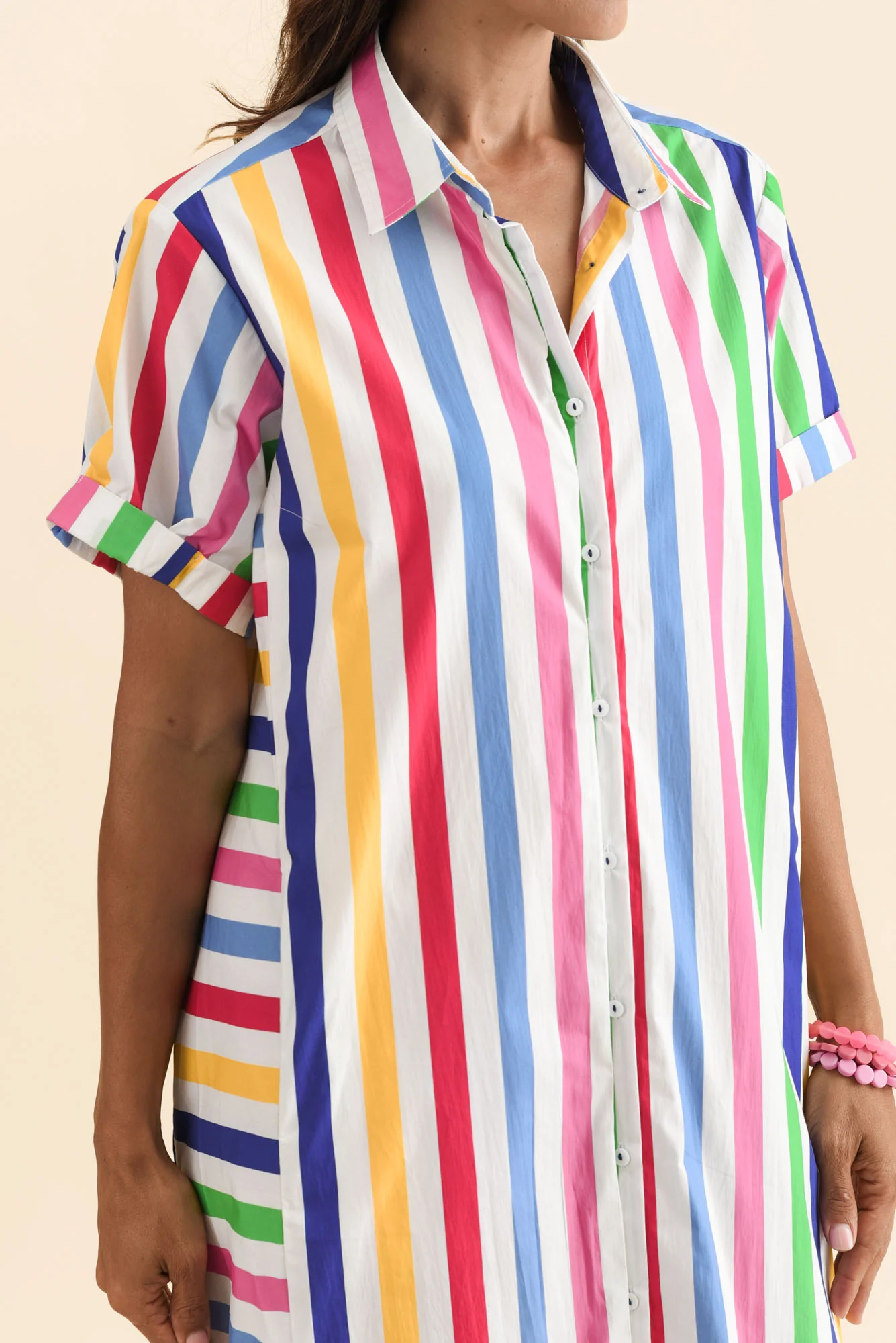 Ashley White Stripe Cotton Shirt Dress - Image 5