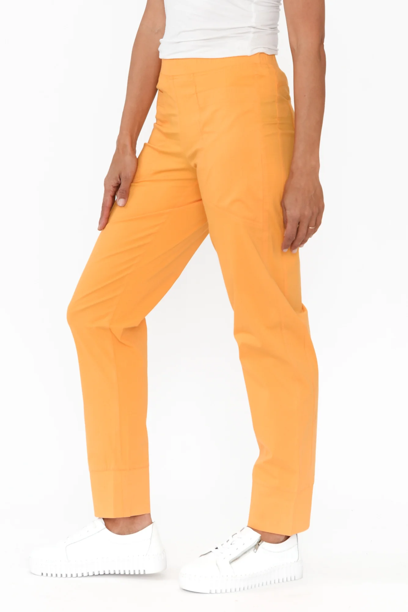 Ashton Yellow Cotton Stretch Pants - Image 3