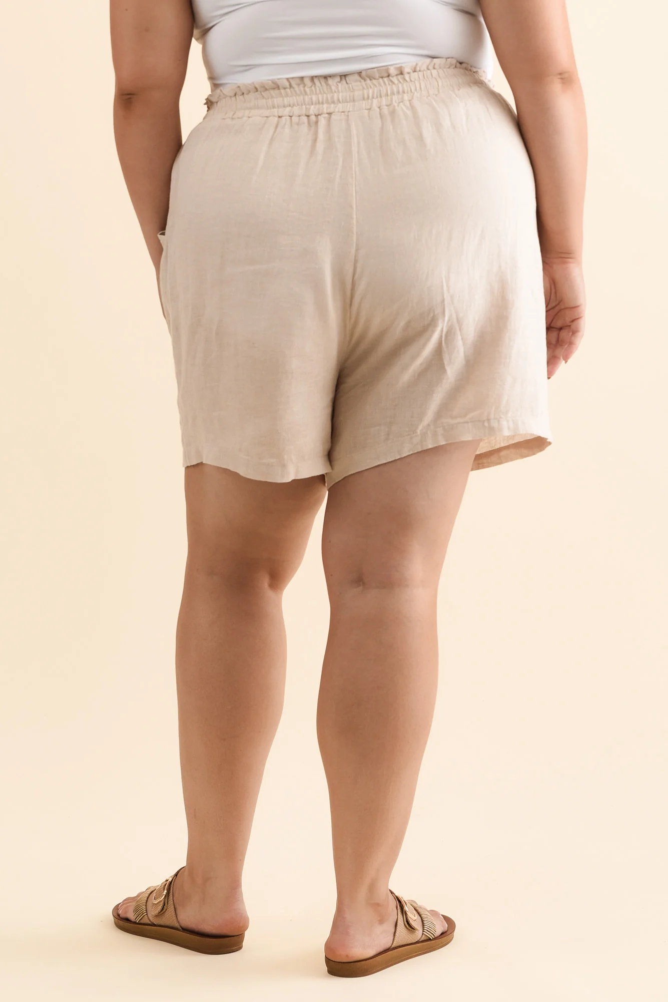 Astoria Natural Linen Drawstring Shorts - Image 10