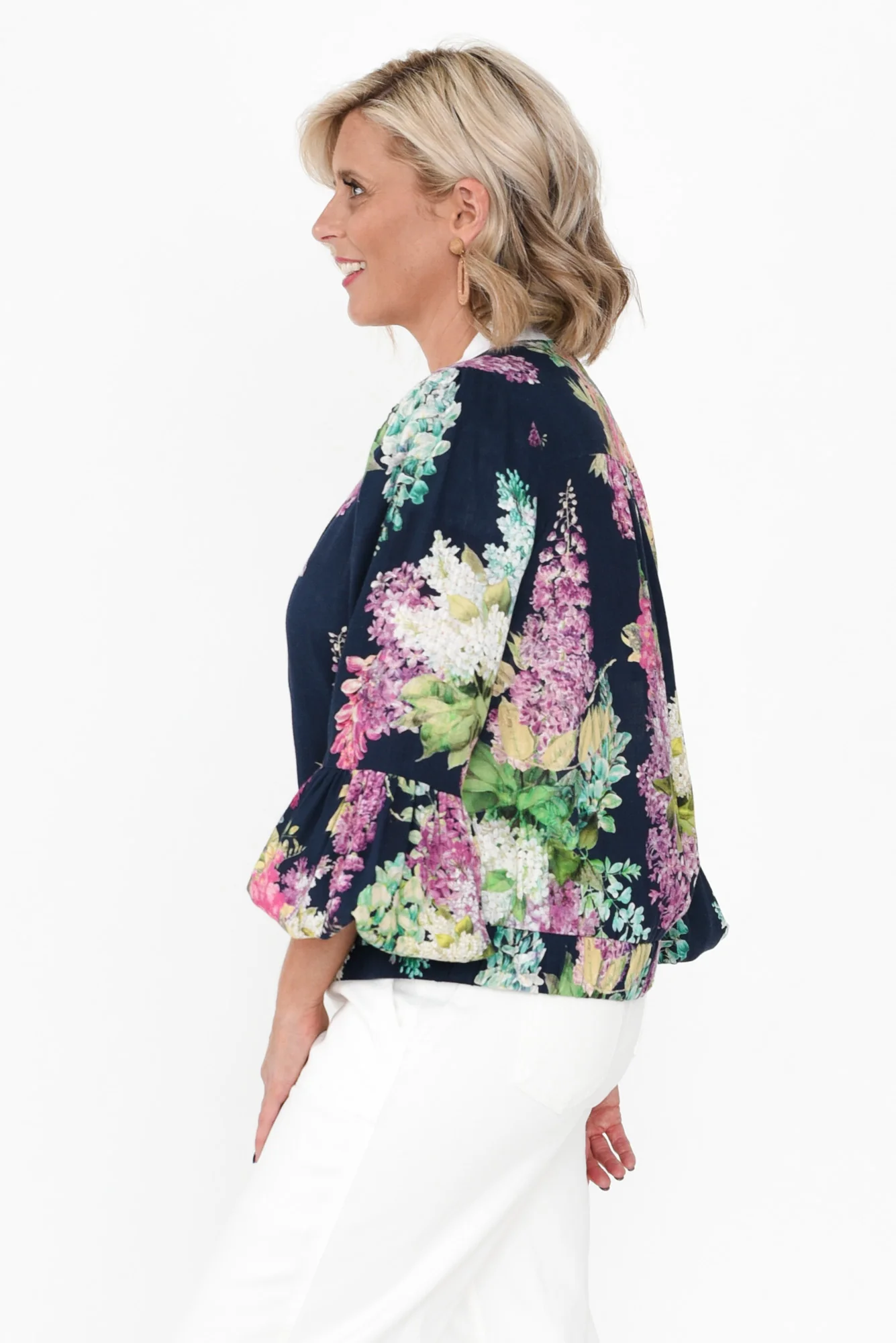 Augustine Navy Wisteria Linen Blend Jacket - Image 5