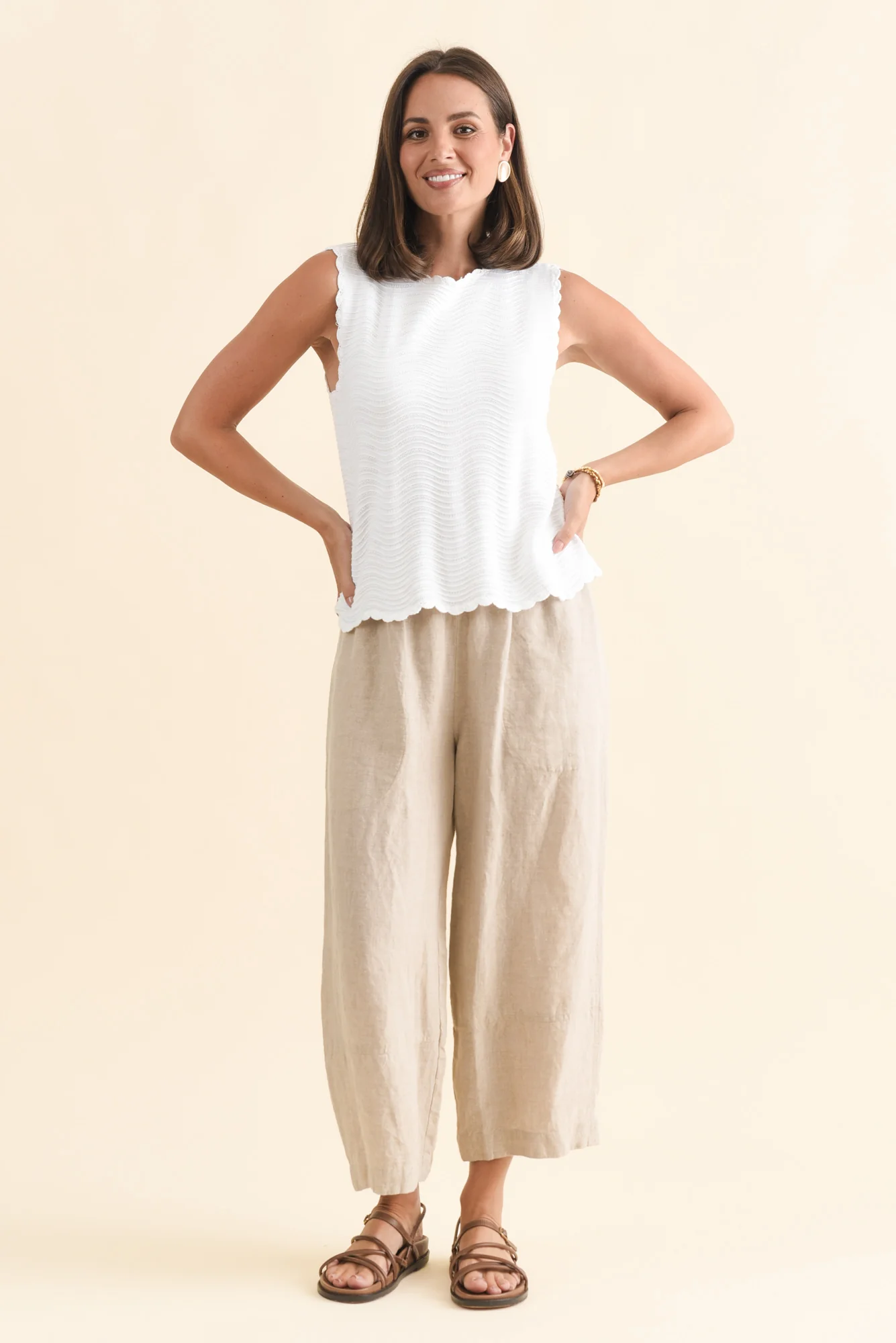 Aviva White Stripe Cotton Knit Tank - Image 2