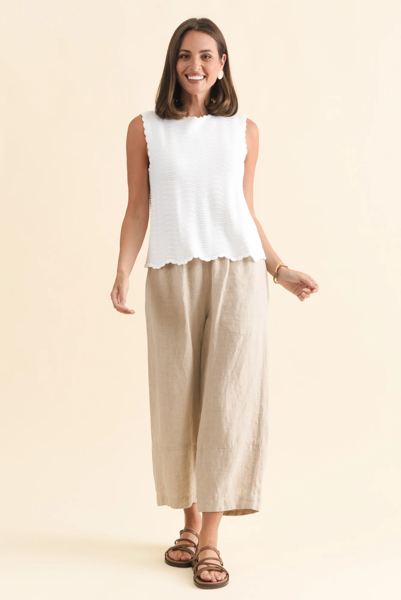 Aviva White Stripe Cotton Knit Tank - Image 6