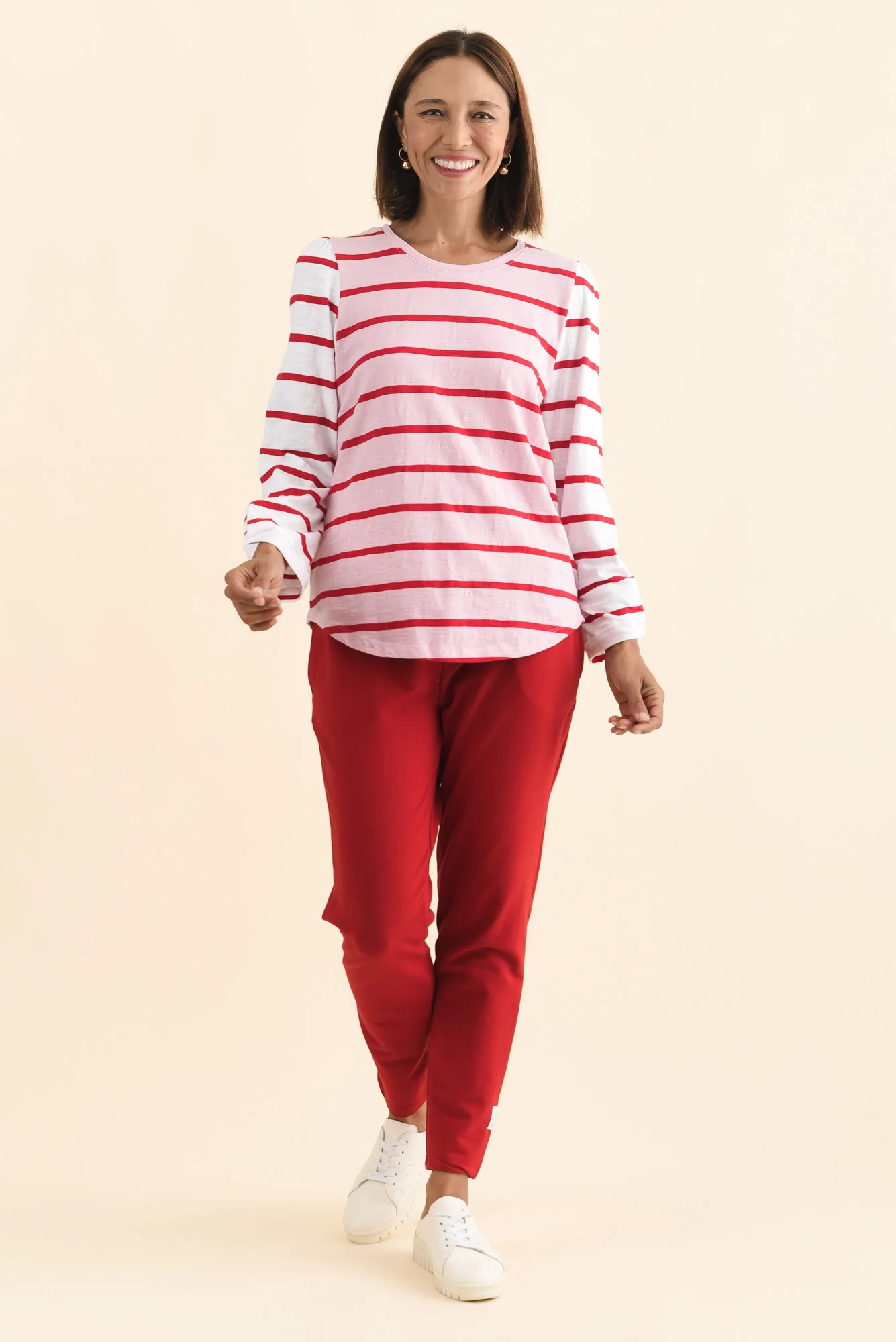 Baia Pink Stripe Cotton Long Sleeve Tee - Image 6