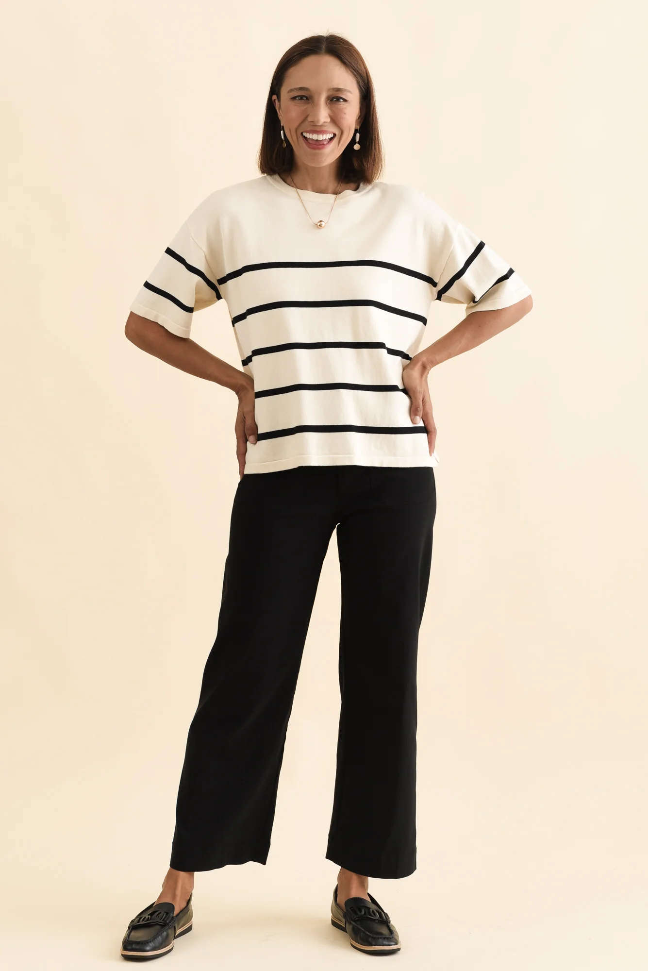 Bailey Cream Stripe Boxy Sweat - Image 6