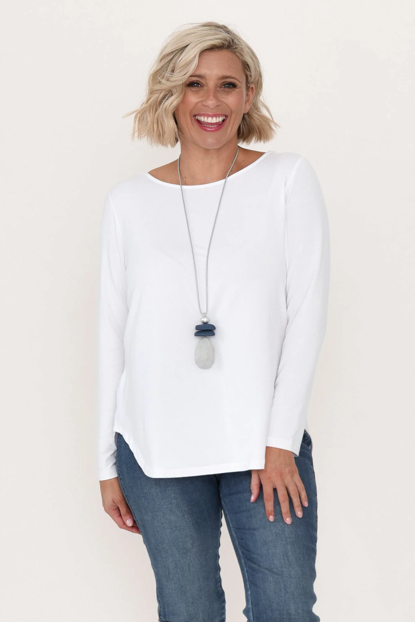 Adele White Long Sleeve Bamboo Tee - Image 8