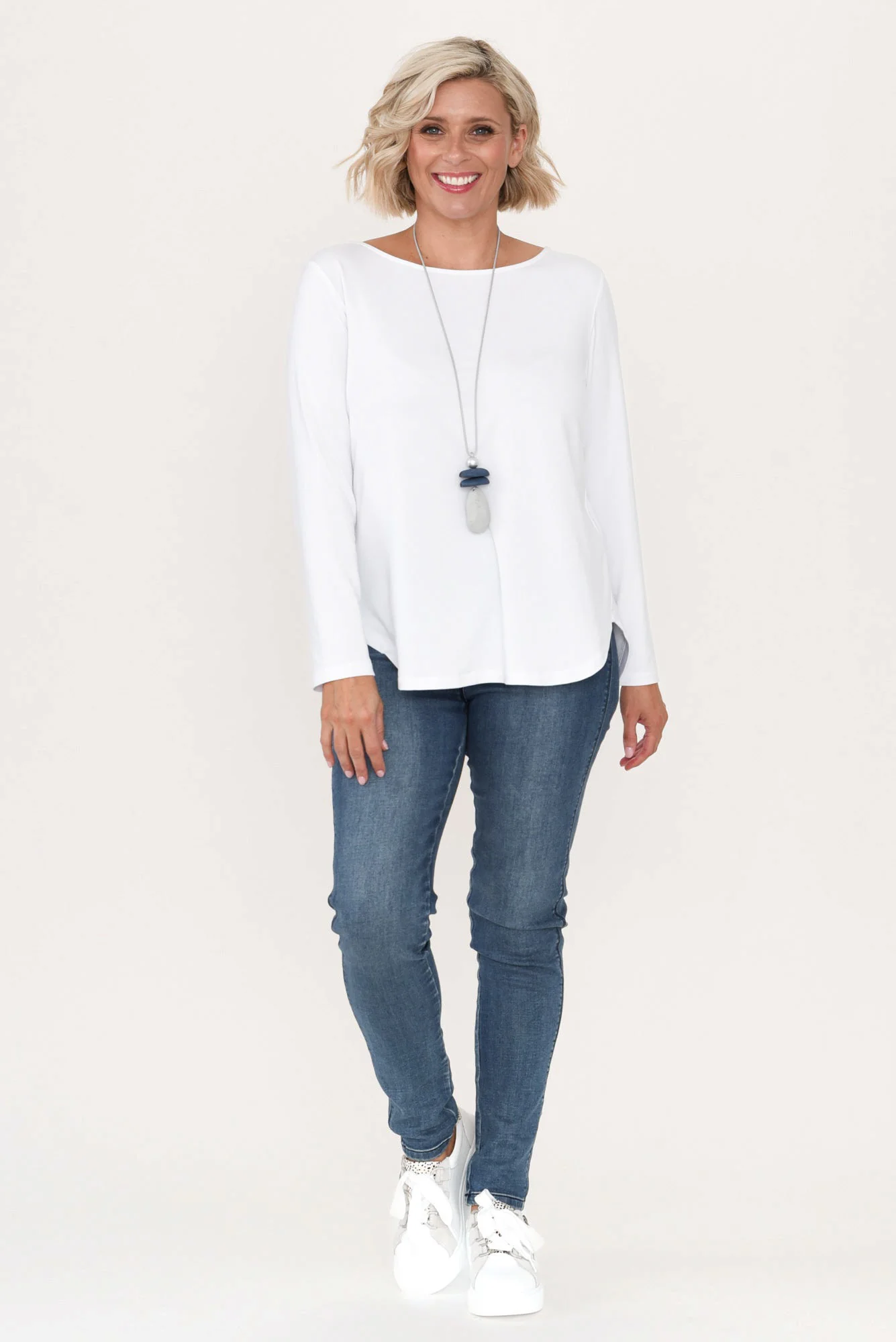 Adele White Long Sleeve Bamboo Tee - Image 9