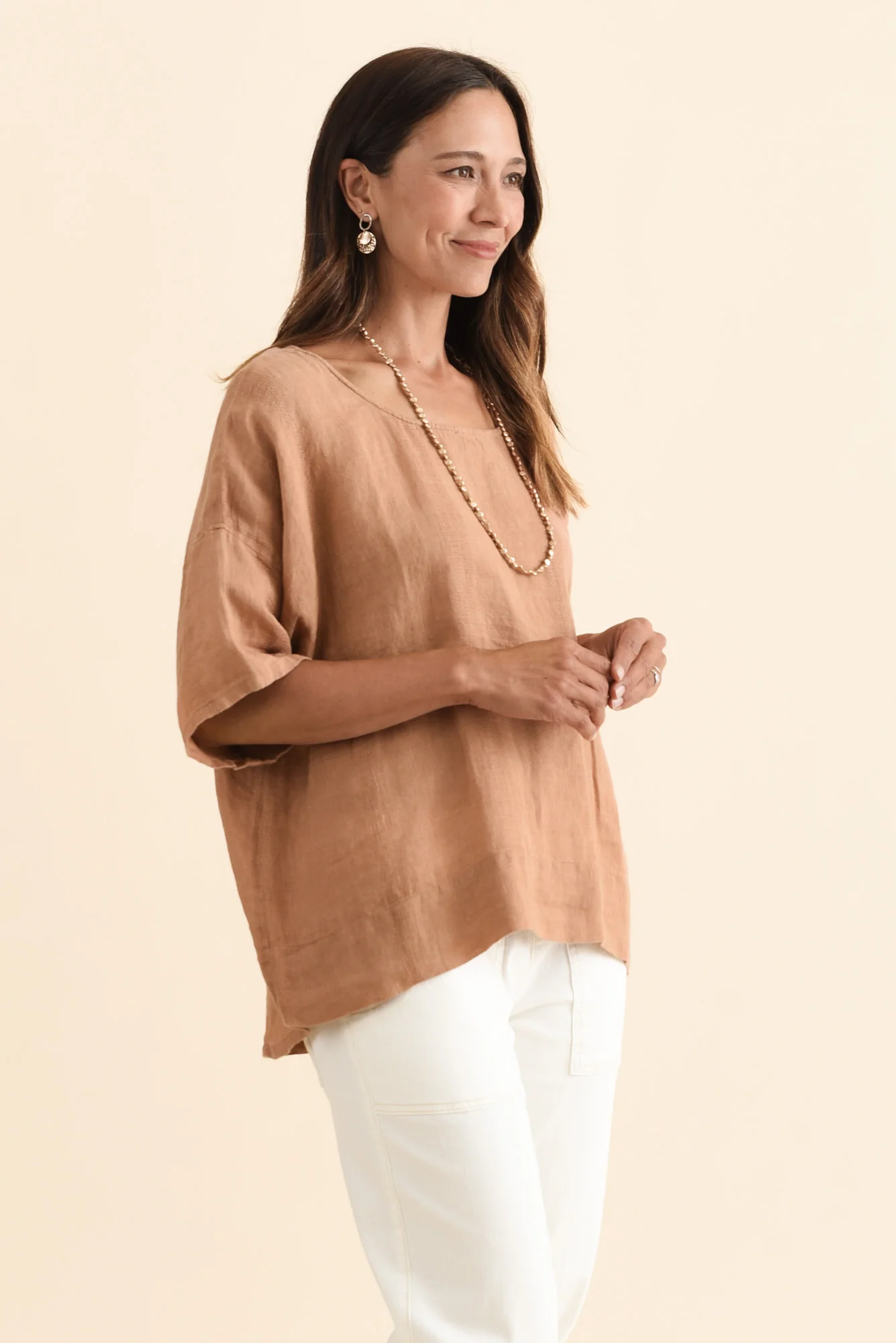 Barbara Mocha Linen Top - Image 3