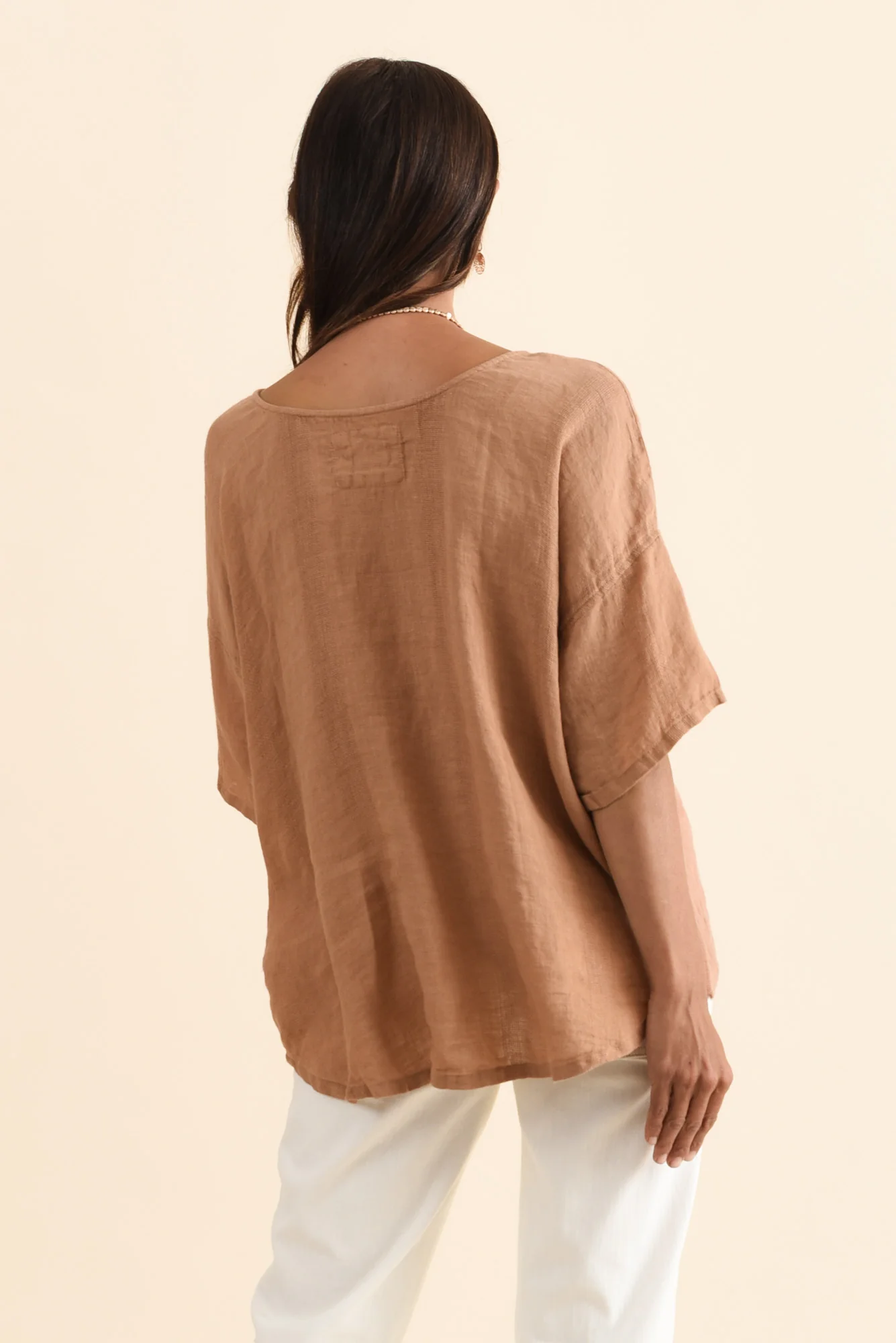 Barbara Mocha Linen Top - Image 4