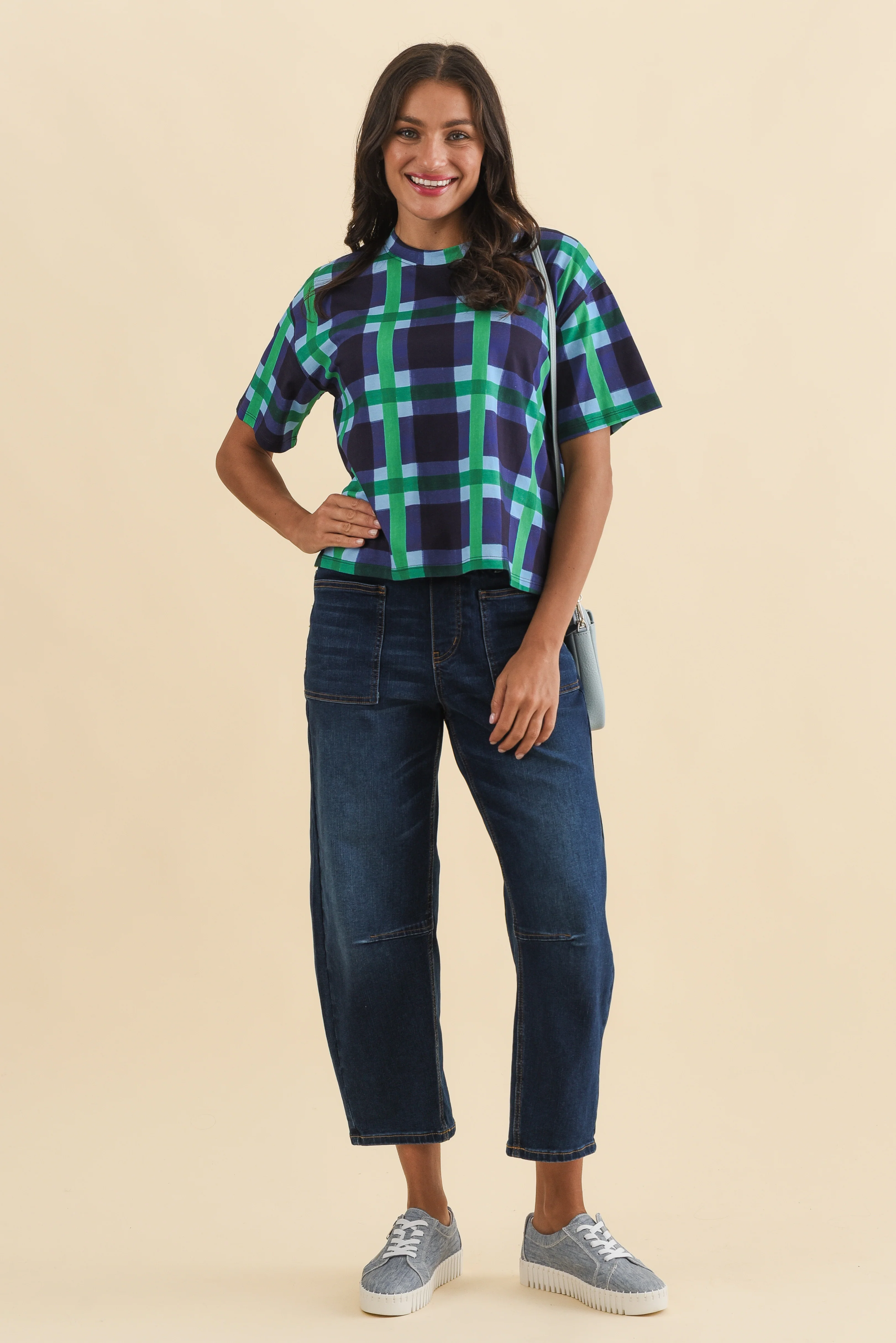 Bari Navy Check Cotton Tee - Image 6