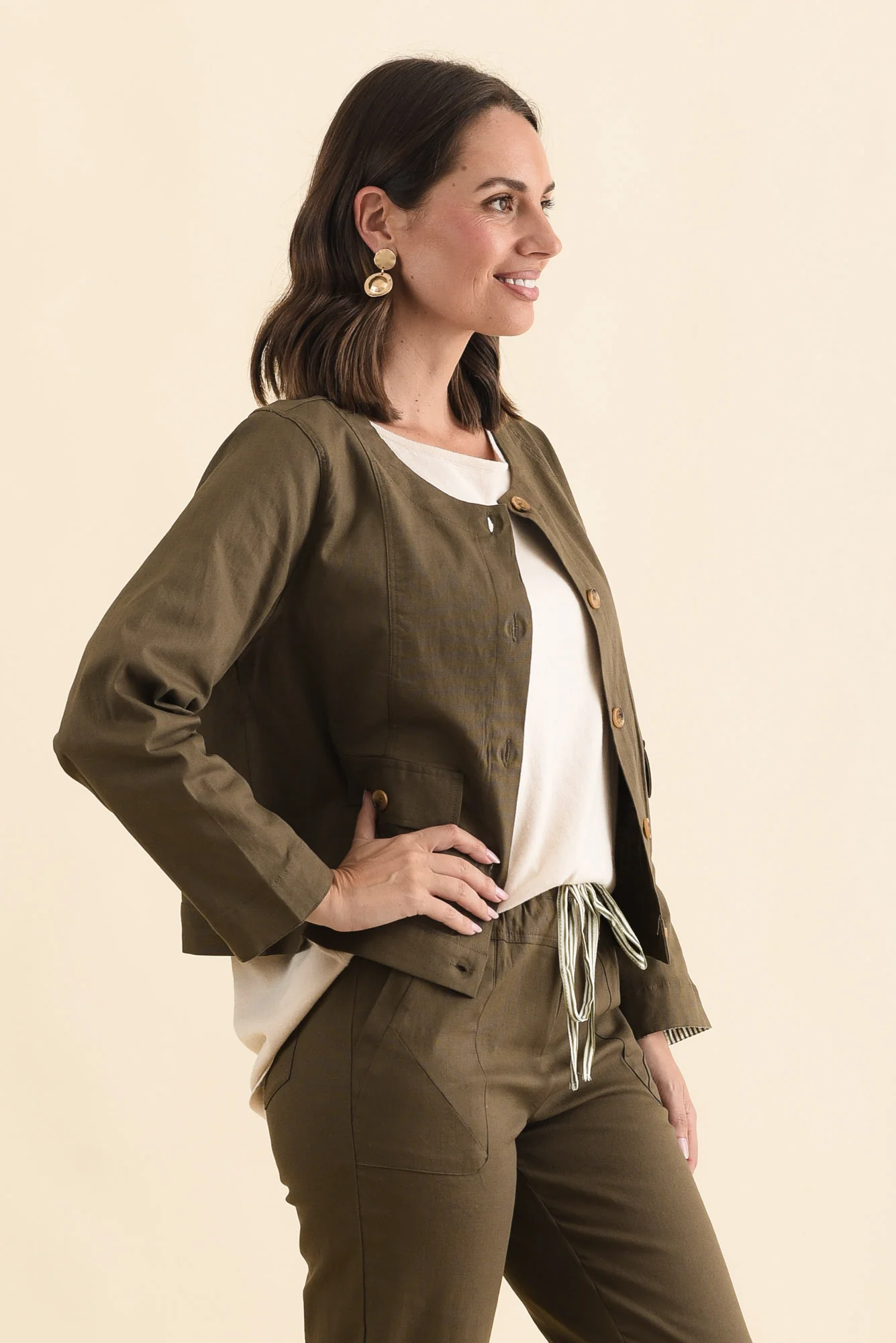 Barney Khaki Linen Blend Jacket - Image 4