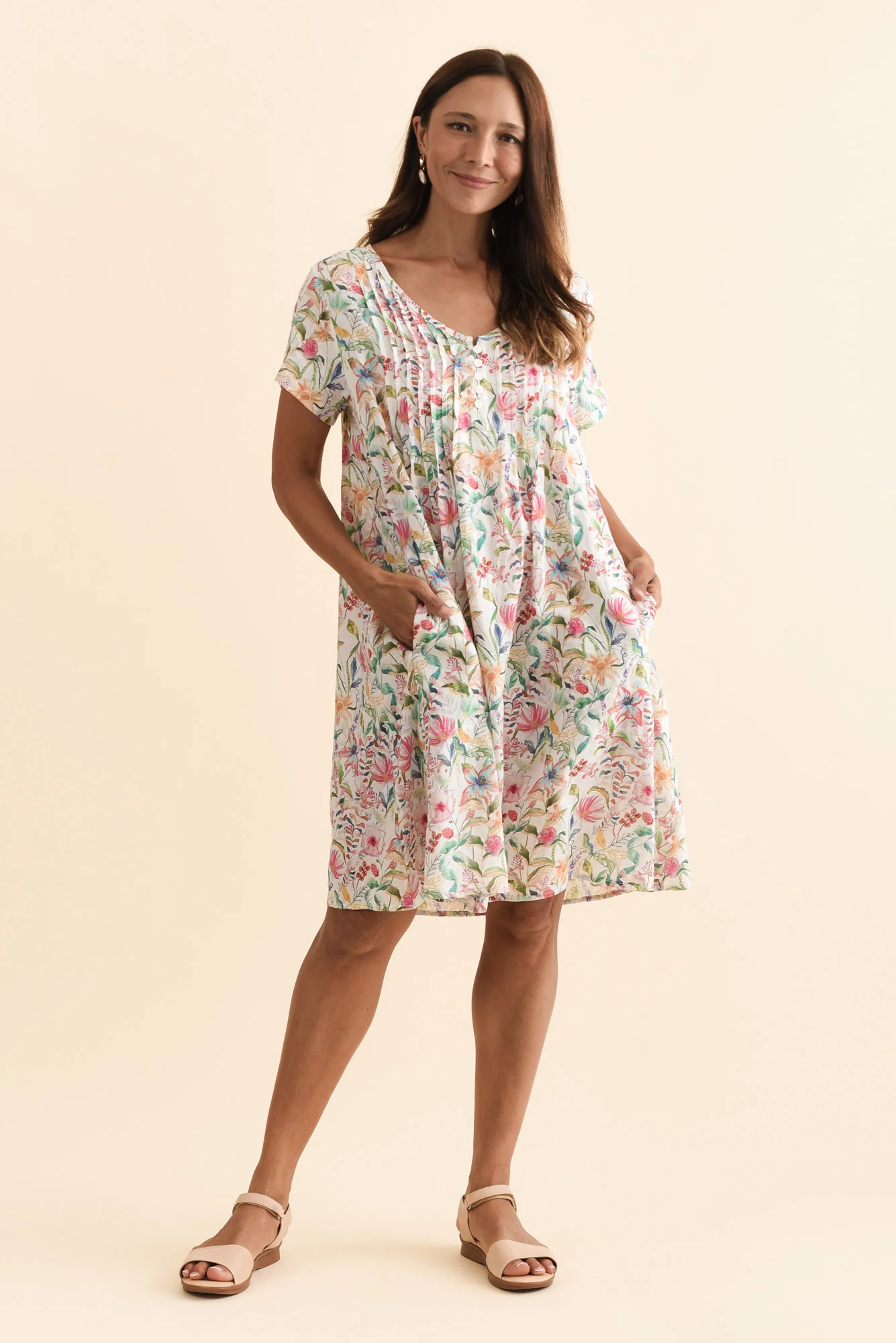 Barry Pink Floral Cotton Button Dress - Image 3