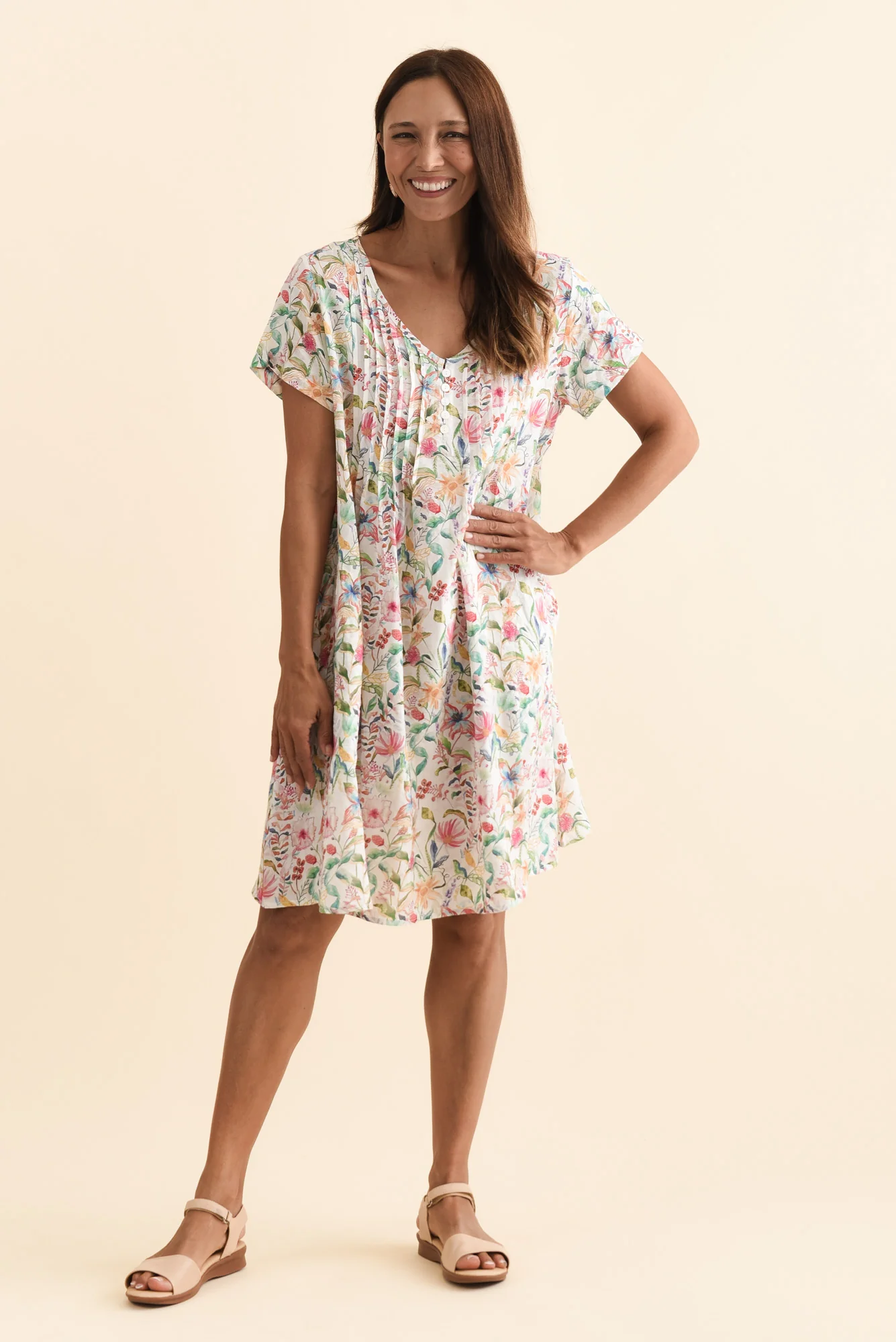 Barry Pink Floral Cotton Button Dress - Image 7