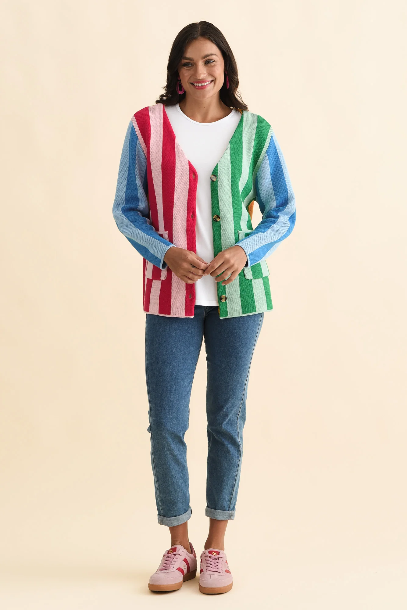 Belair Multi Stripe Cotton Cardigan - Image 6