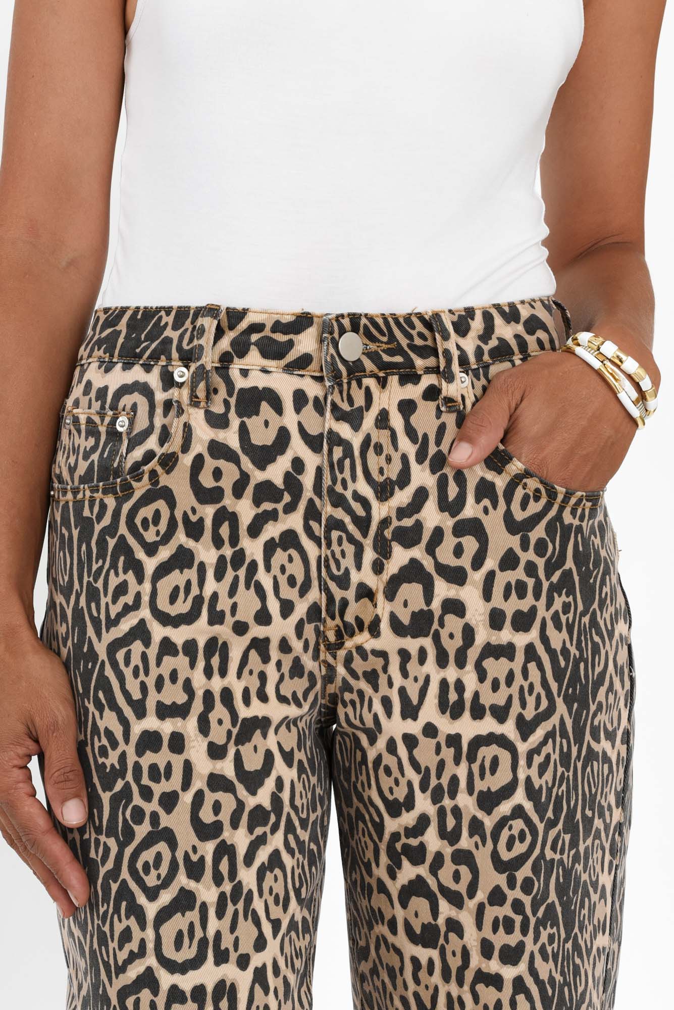 Bella Brown Leopard Crop Jeans - Image 4
