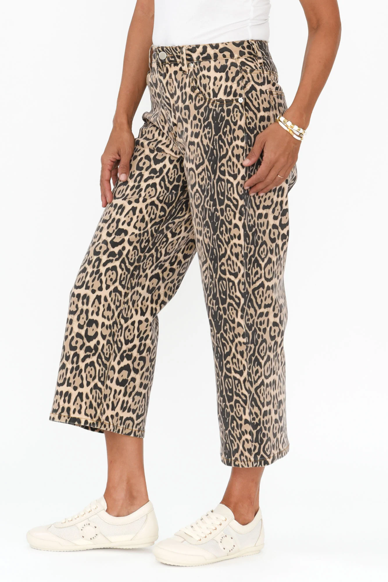Bella Brown Leopard Crop Jeans - Image 5