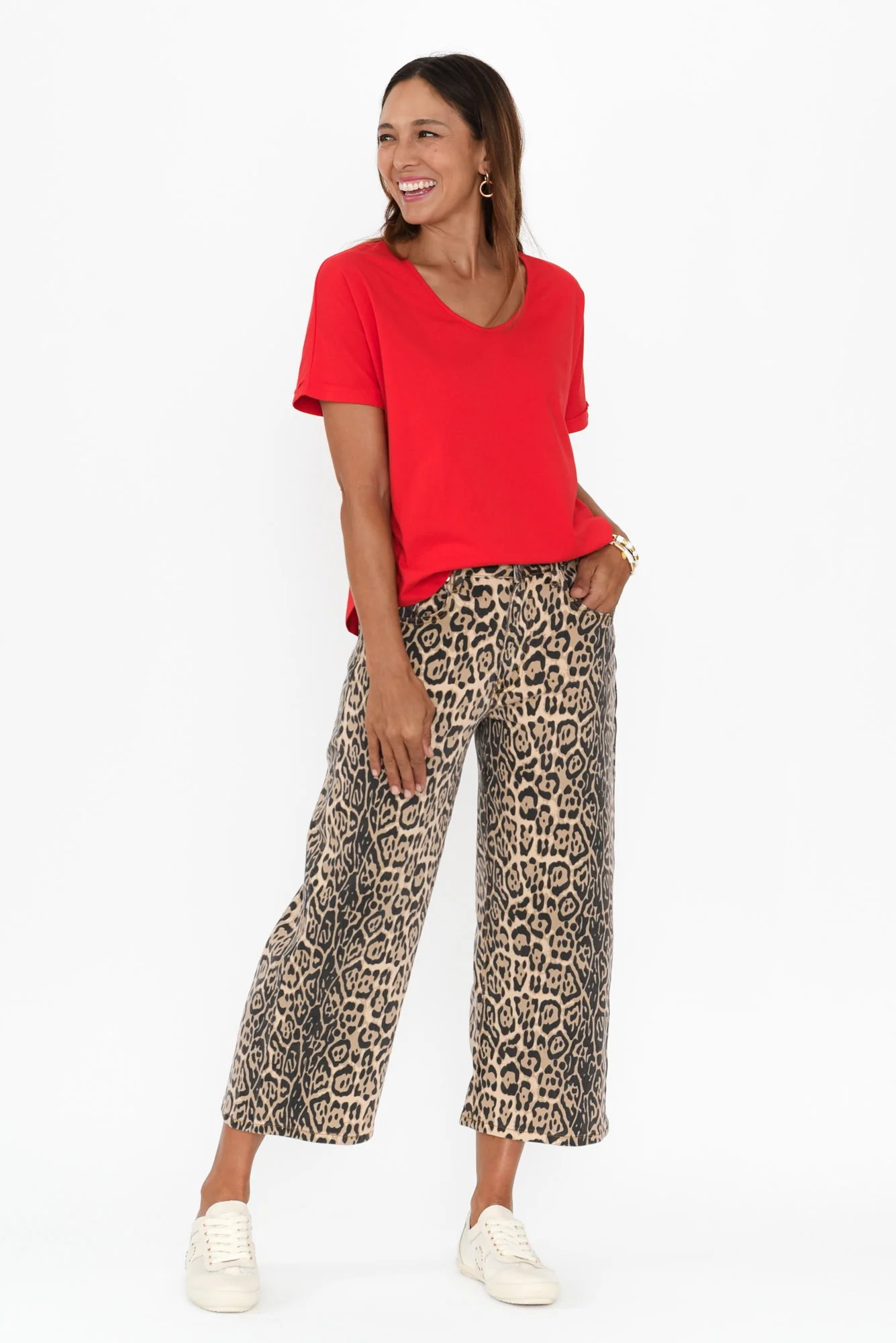 Bella Brown Leopard Crop Jeans - Image 7