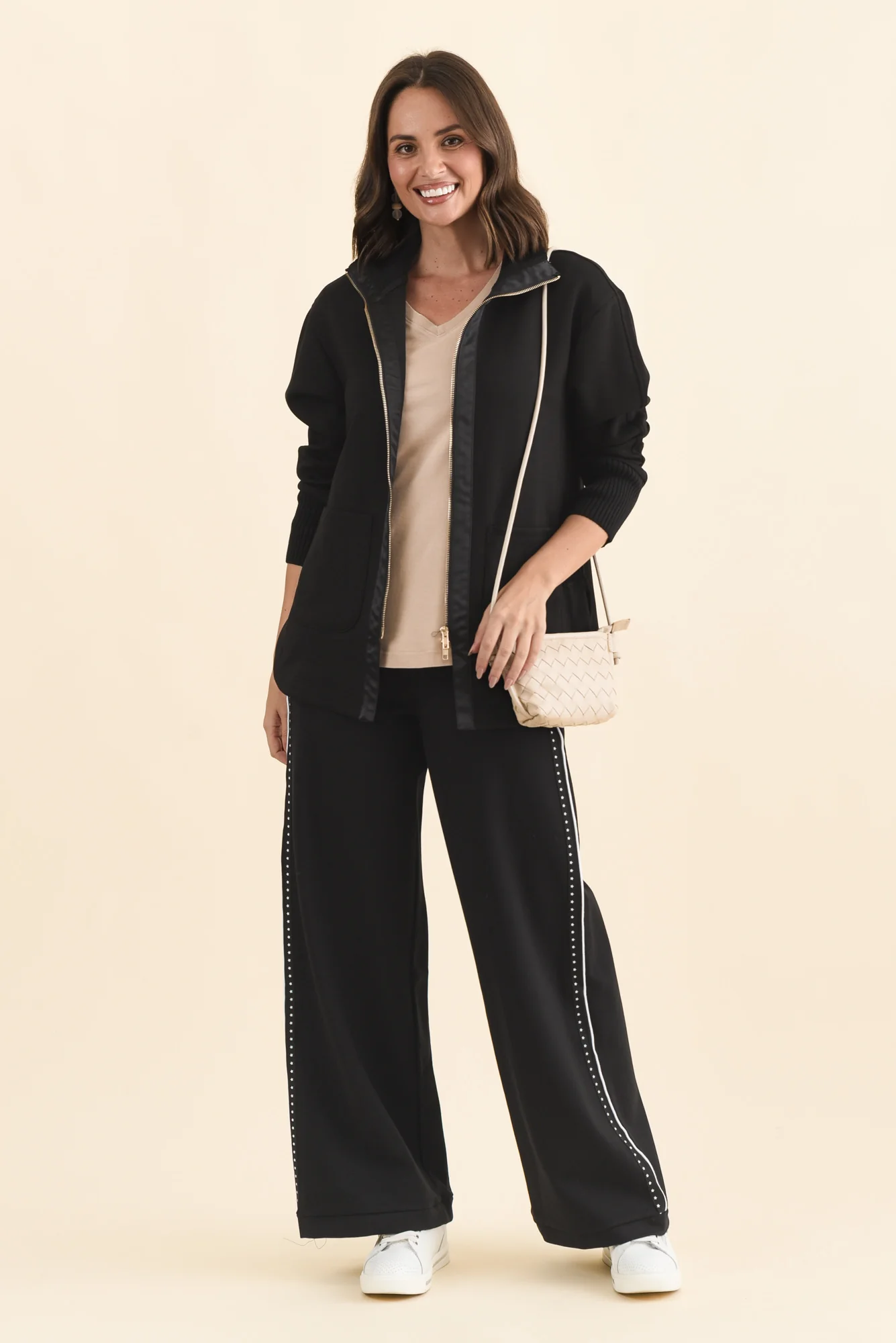 Bien Black Contrast Ponte Jogger Pants - Image 2