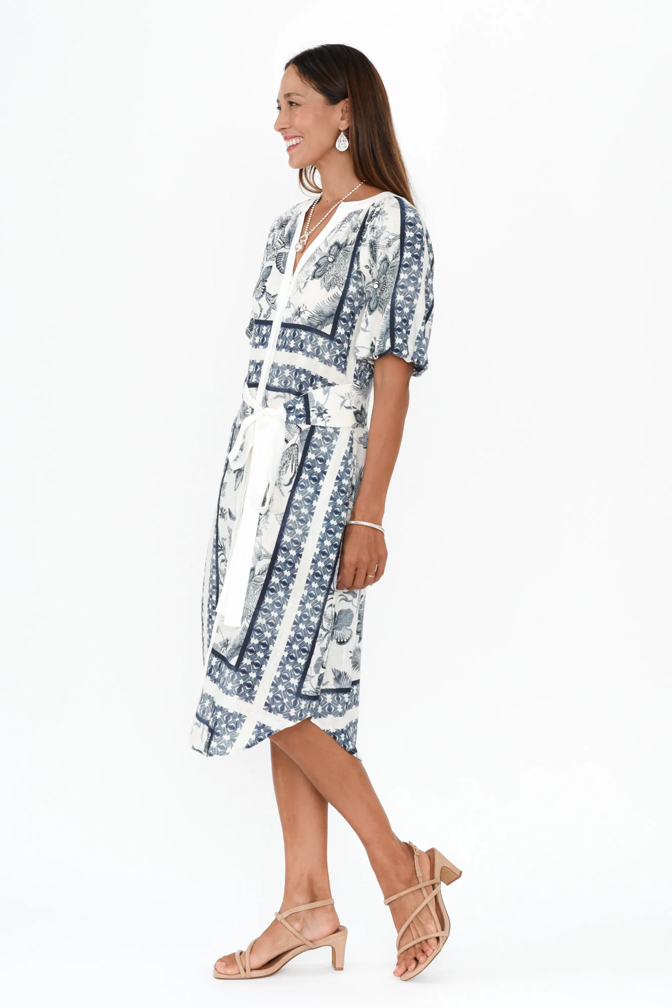 Bijou Ink Floral Linen Blend Dress - Image 4