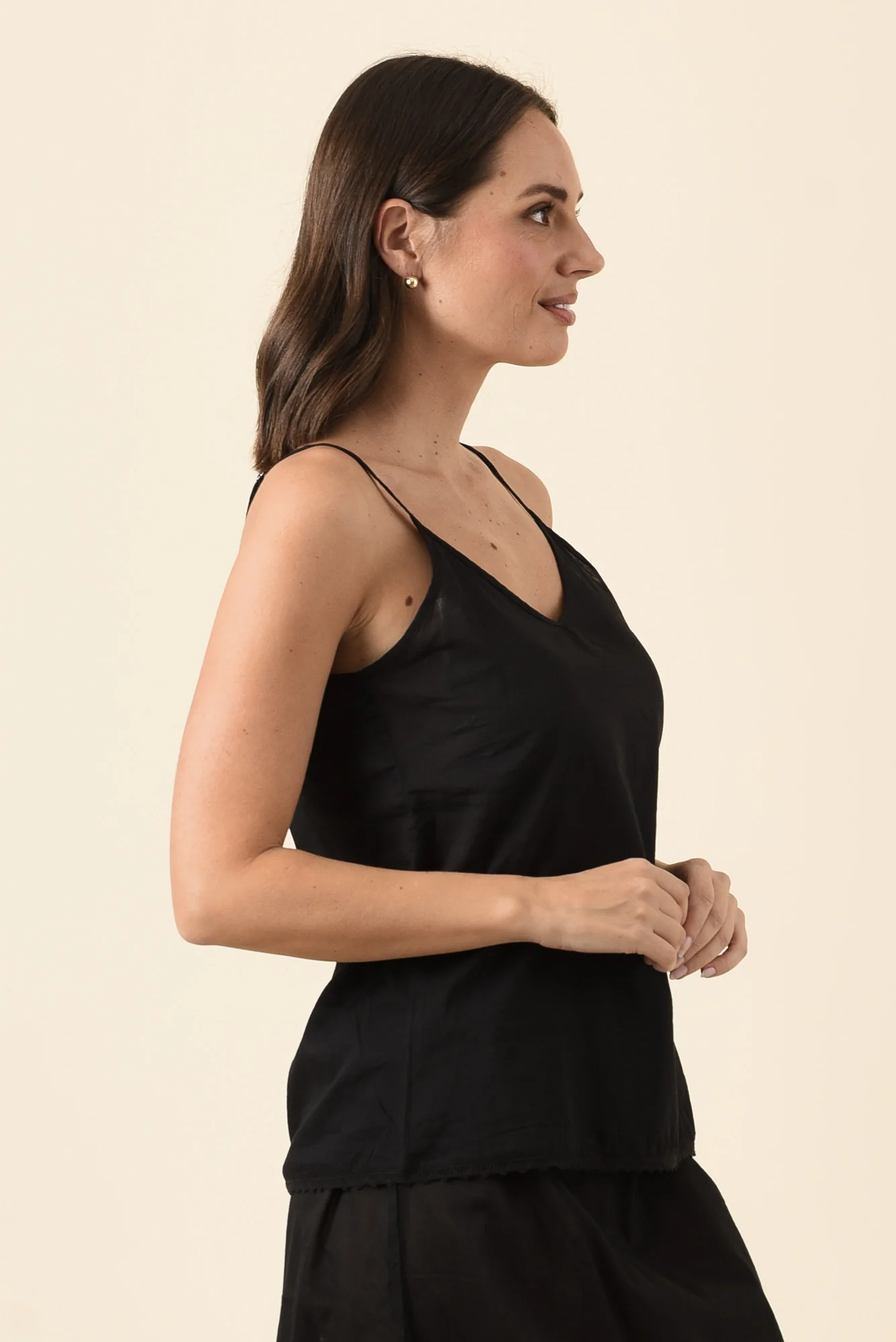Black Cotton Slip Cami - Image 3
