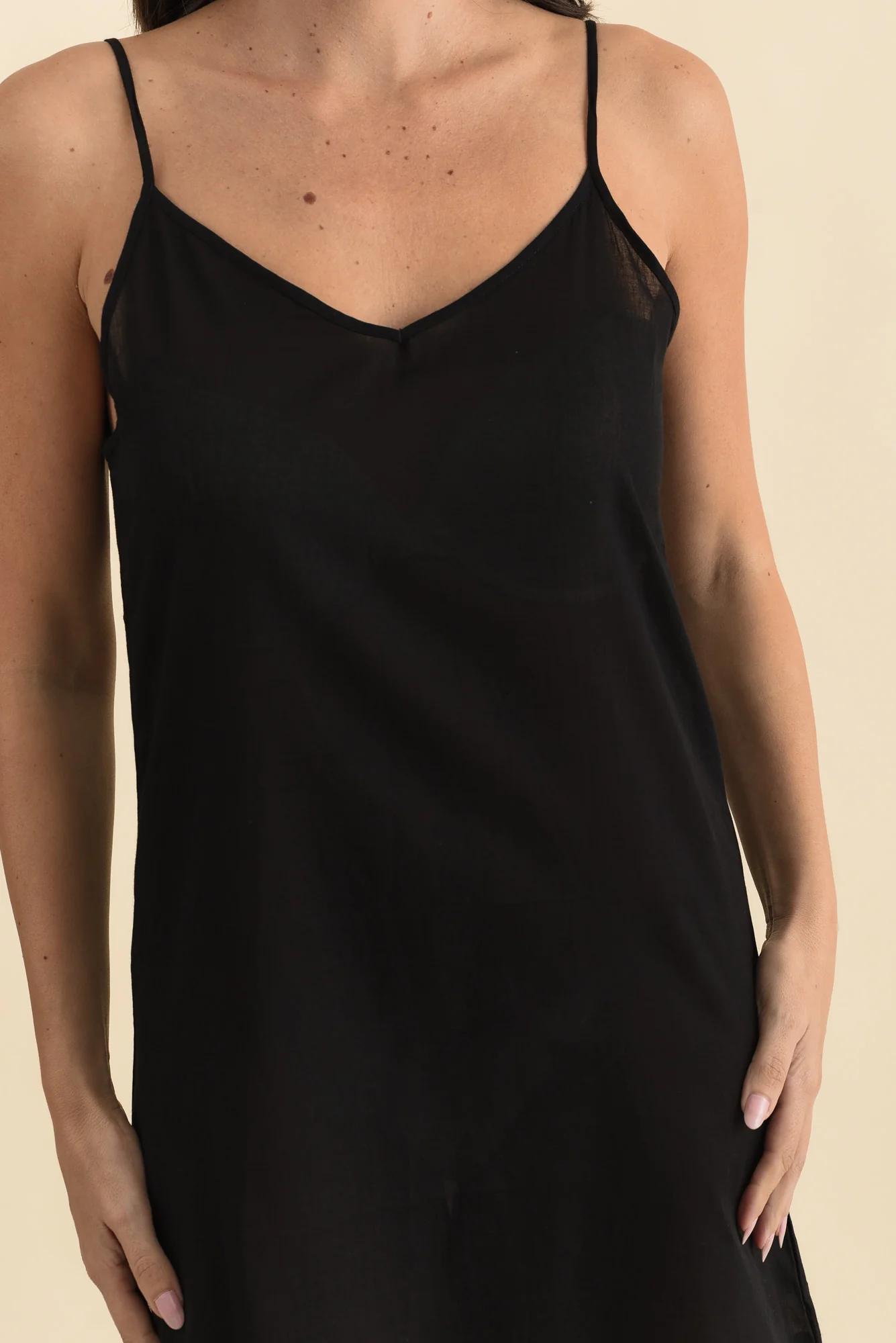 Black Cotton Slip Dress - Image 5