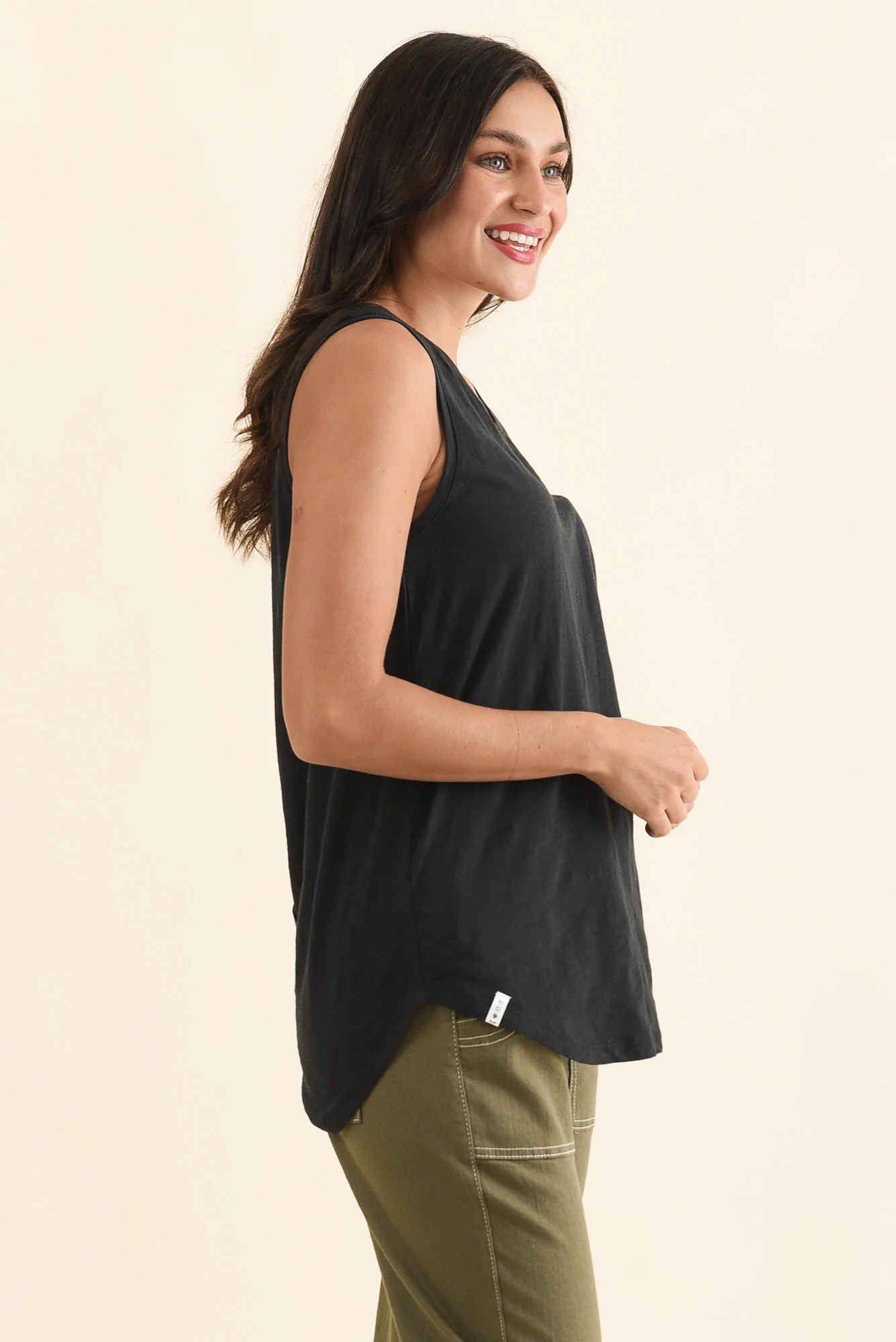 Black Cotton Scoop Tank - Image 4