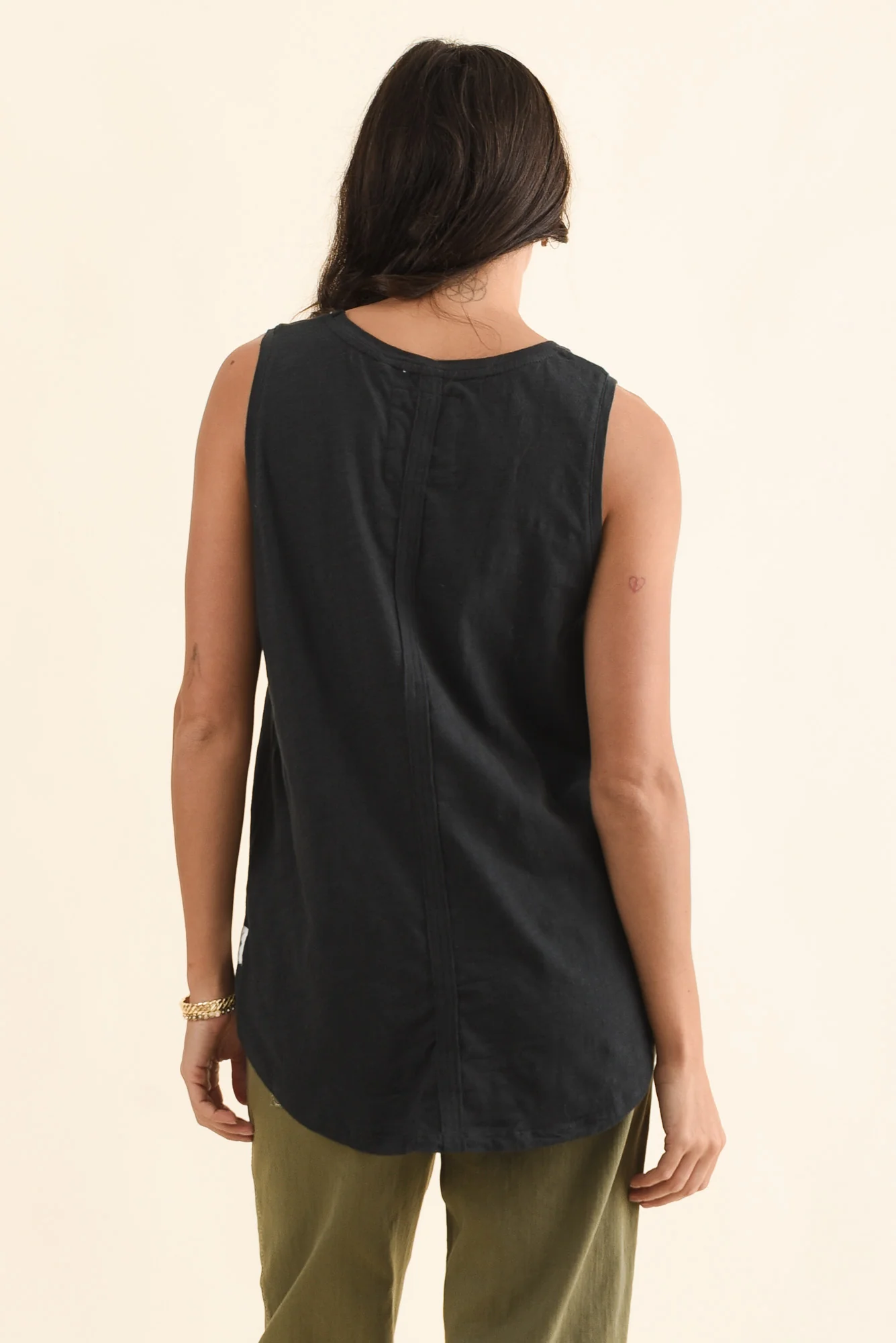 Black Cotton Scoop Tank - Image 5