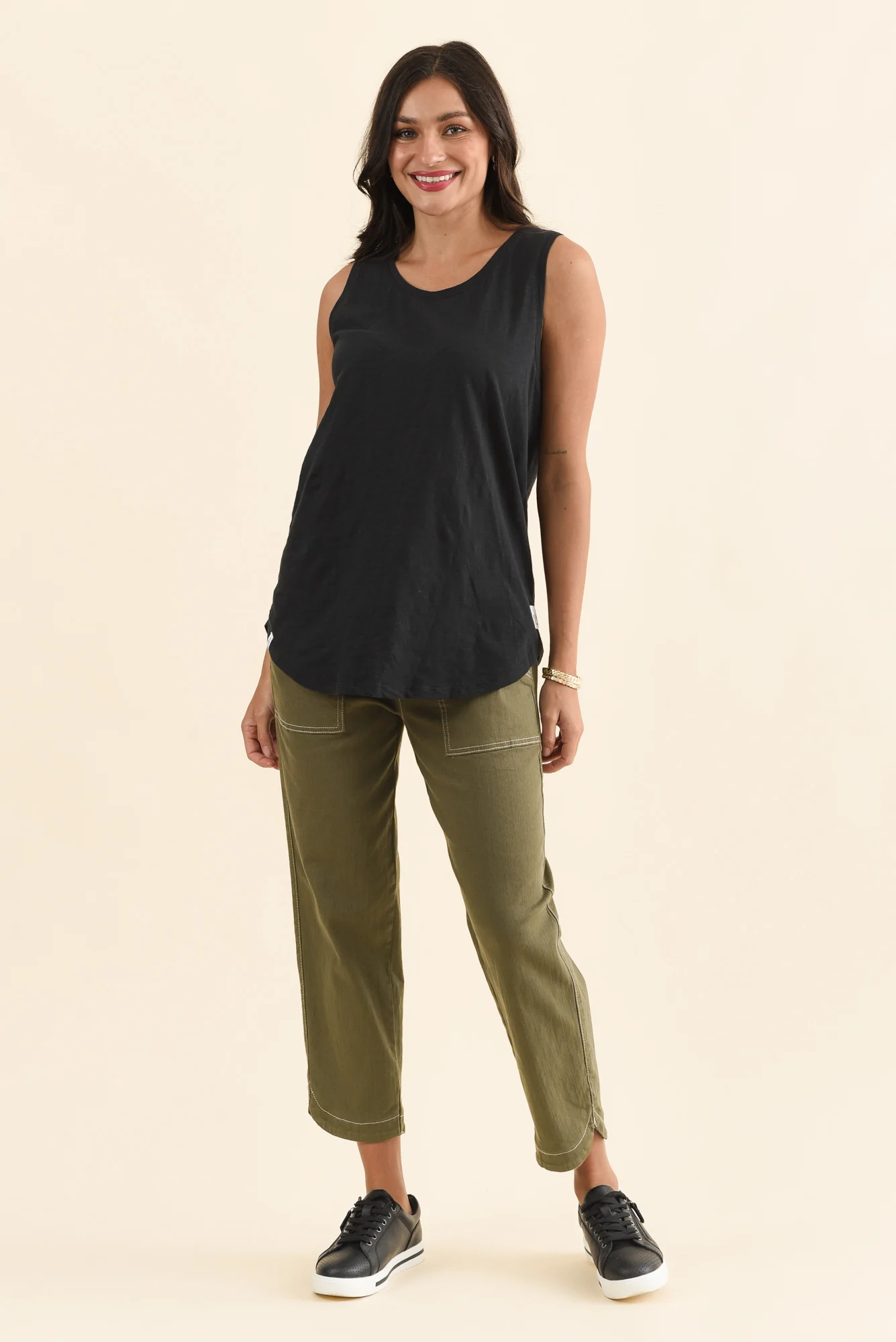 Black Cotton Scoop Tank - Image 7