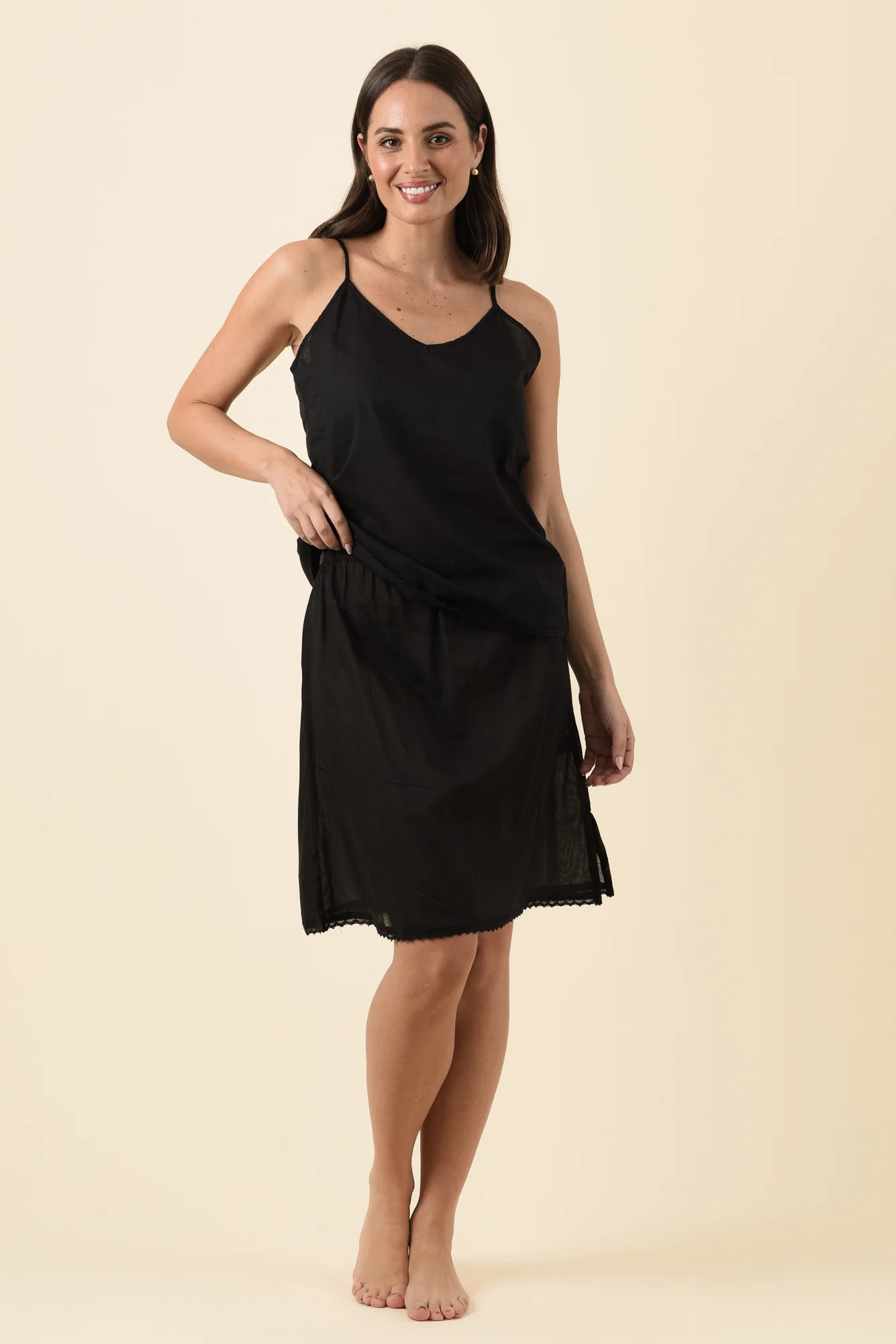 Black Cotton Slip Cami - Image 6