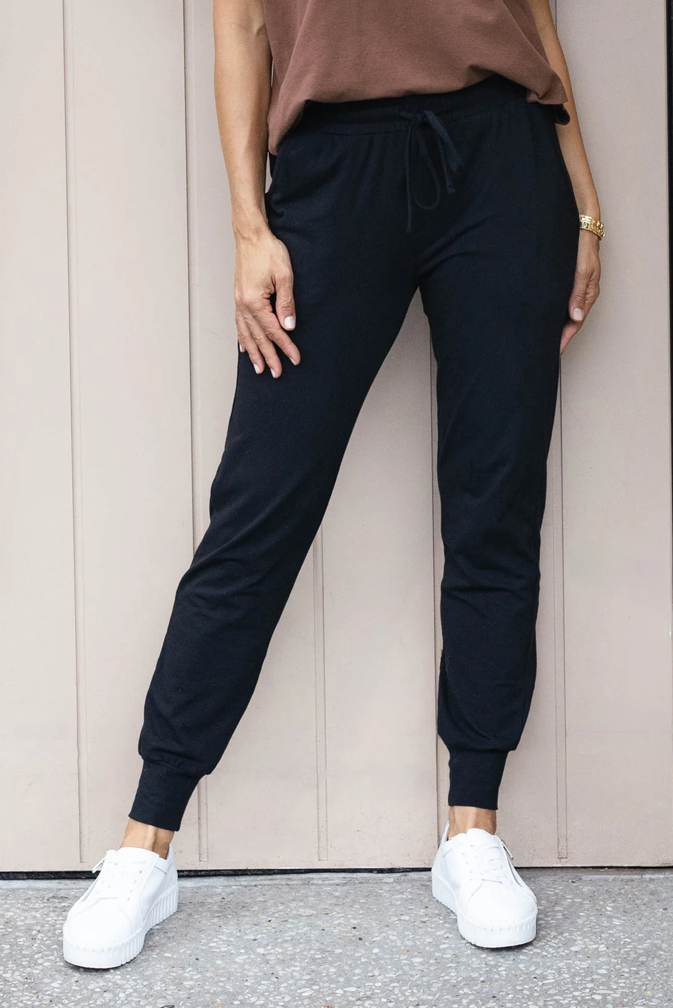 Black Cotton Everyday Tie Sweatpants