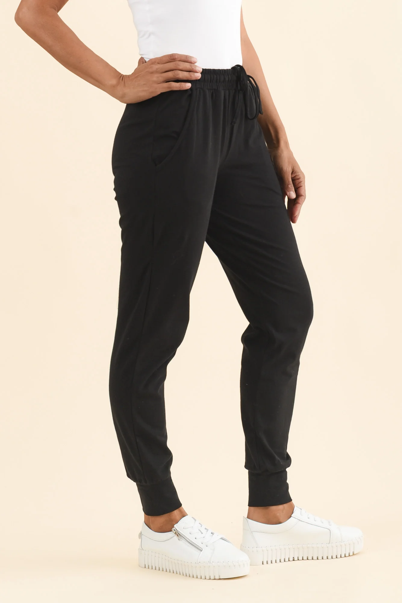 Black Cotton Everyday Tie Sweatpants - Image 5