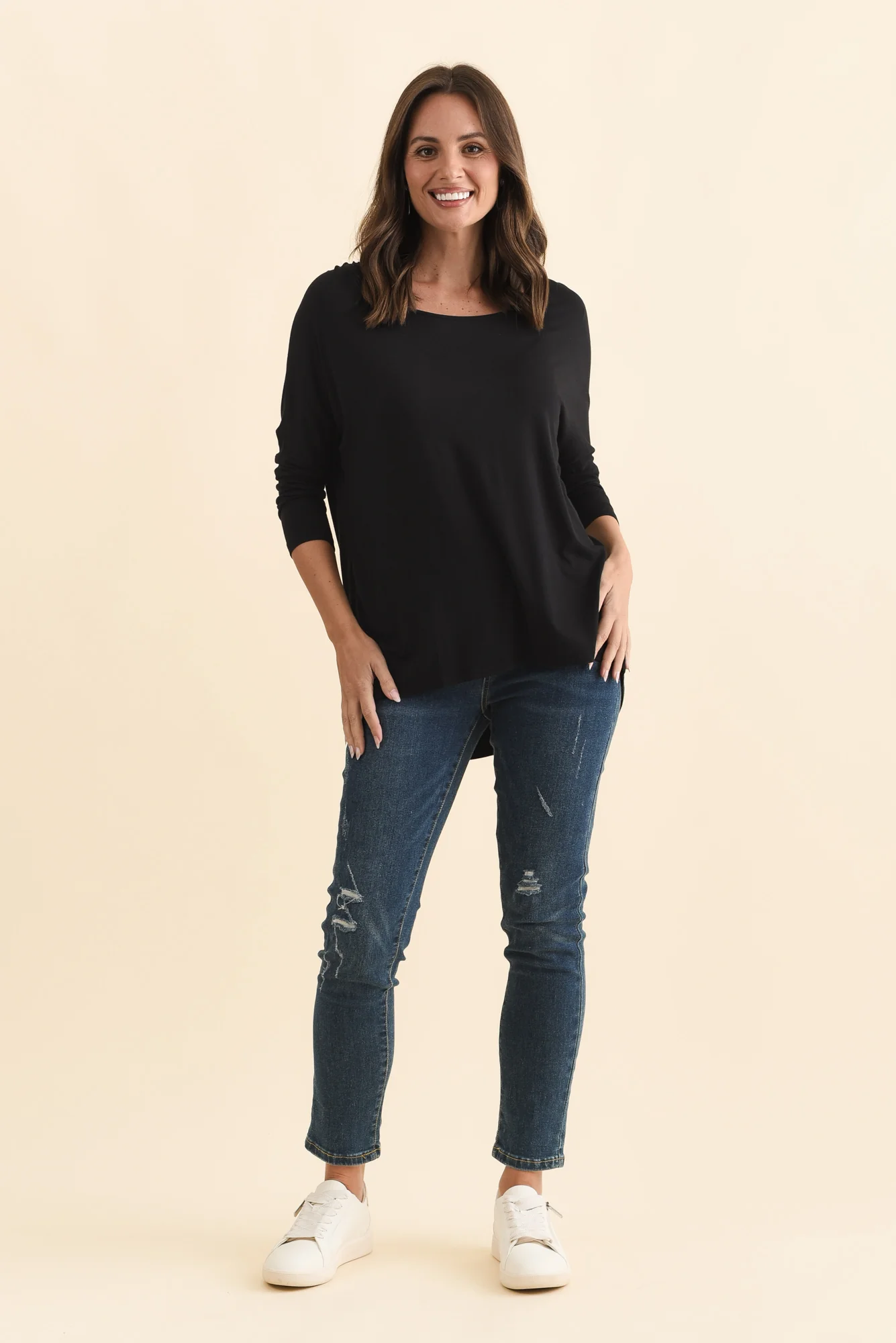 Black Milan 3/4 Sleeve Top - Image 3