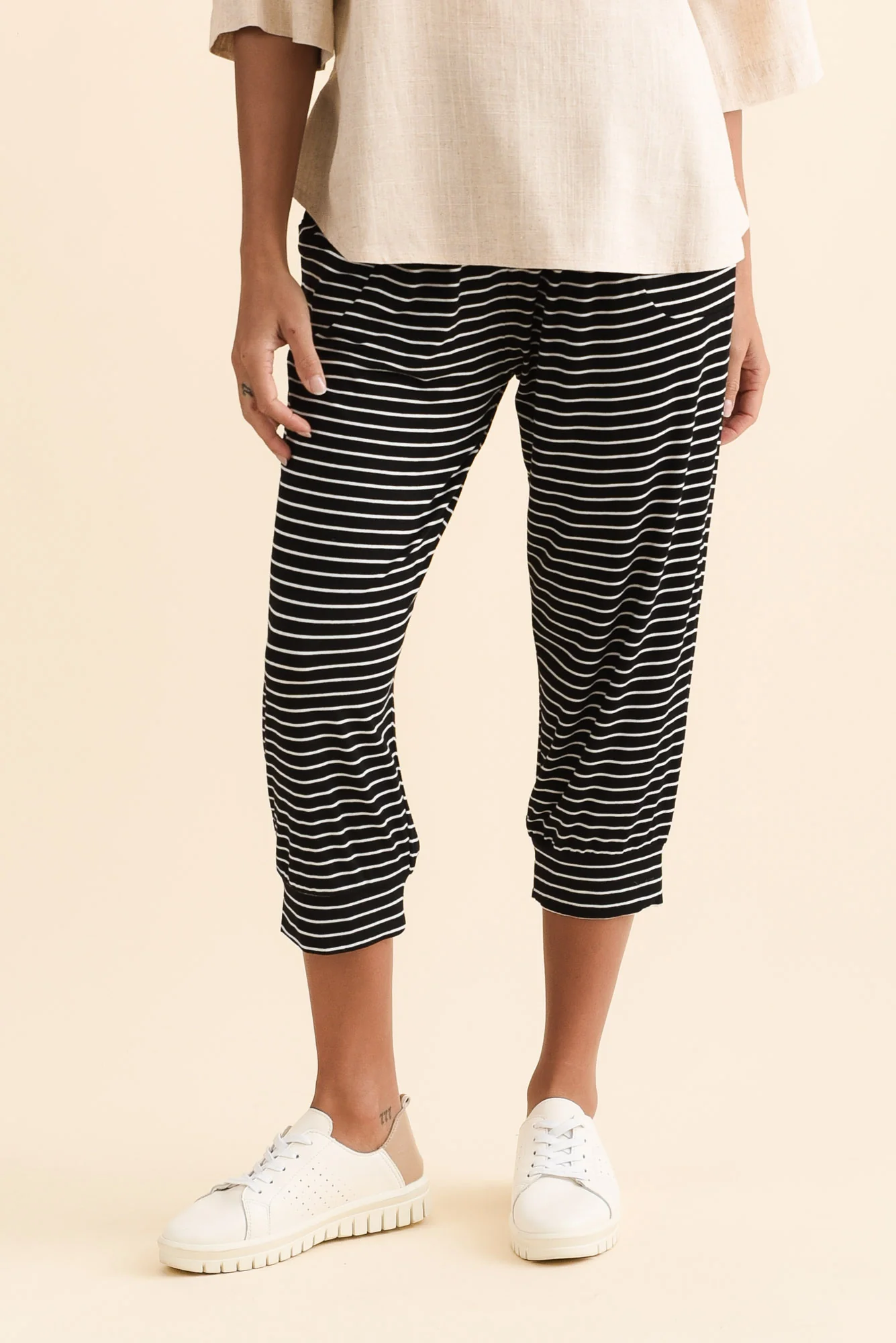 Black Stripe Tokyo Slouch Pants