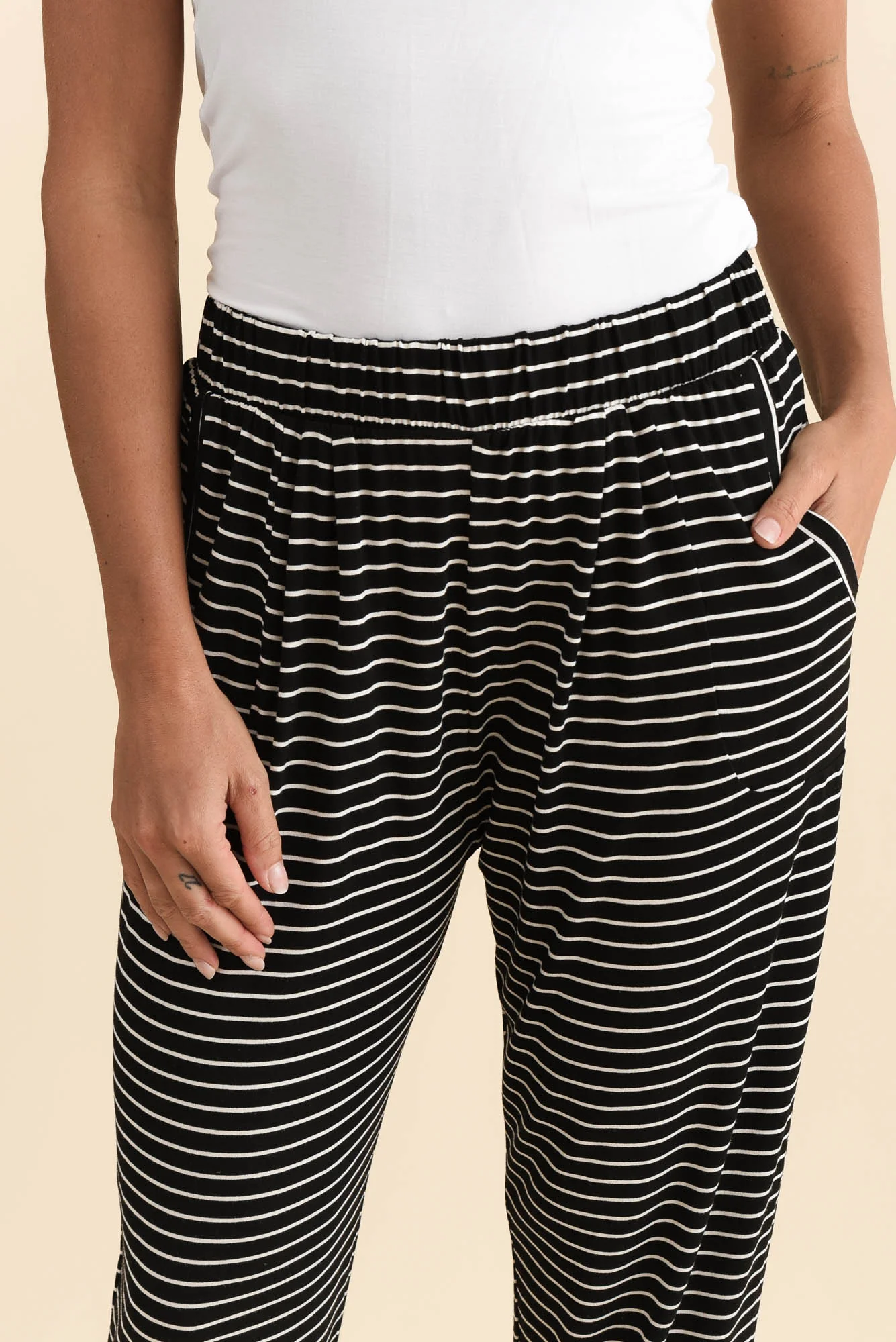 Black Stripe Tokyo Slouch Pants - Image 5