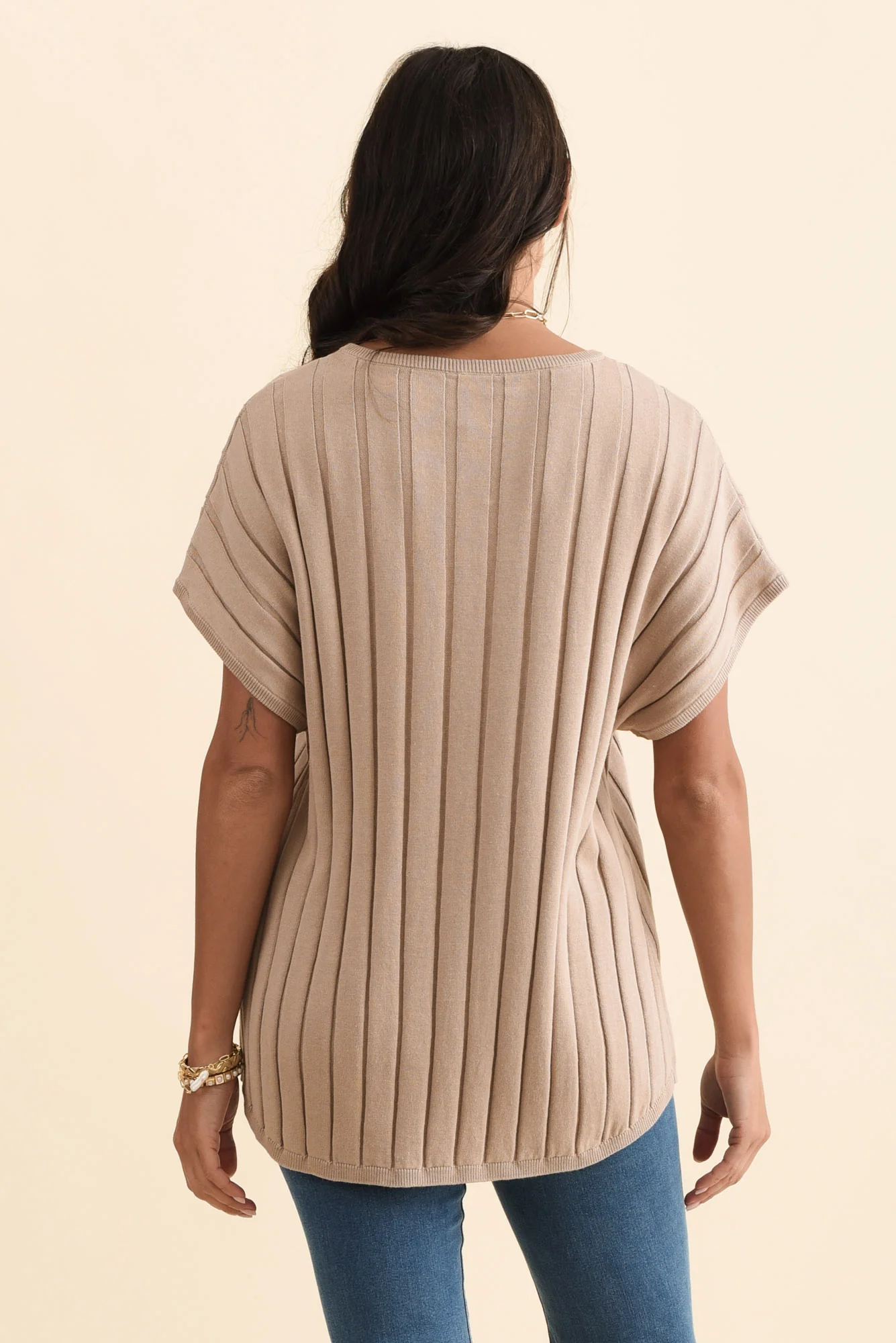 Blake Beige Cotton Linen Knit Top - Image 4