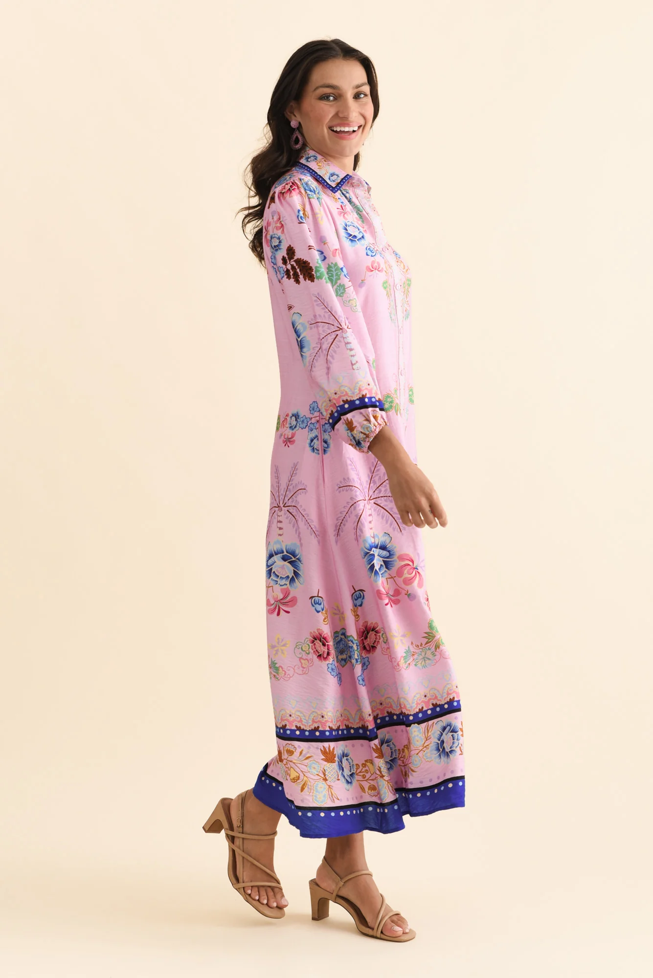 Blythe Pink Floral Shirt Dress - Image 3