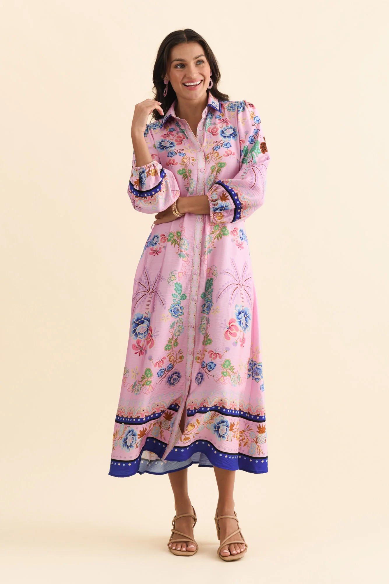 Blythe Pink Floral Shirt Dress - Image 6