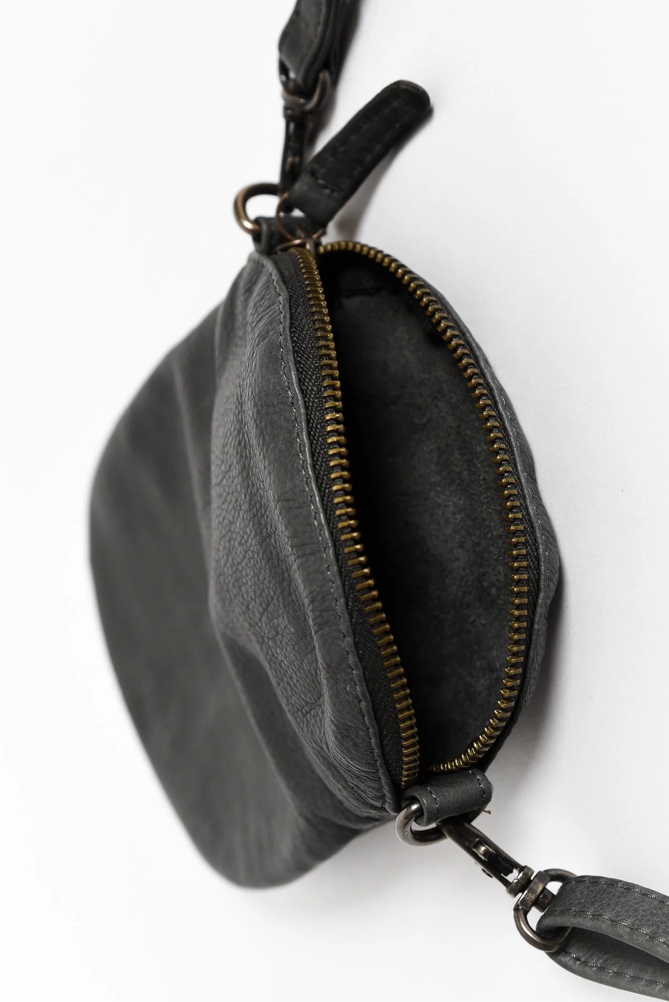 Bobbi Charcoal Leather Crossbody Bag - Image 3
