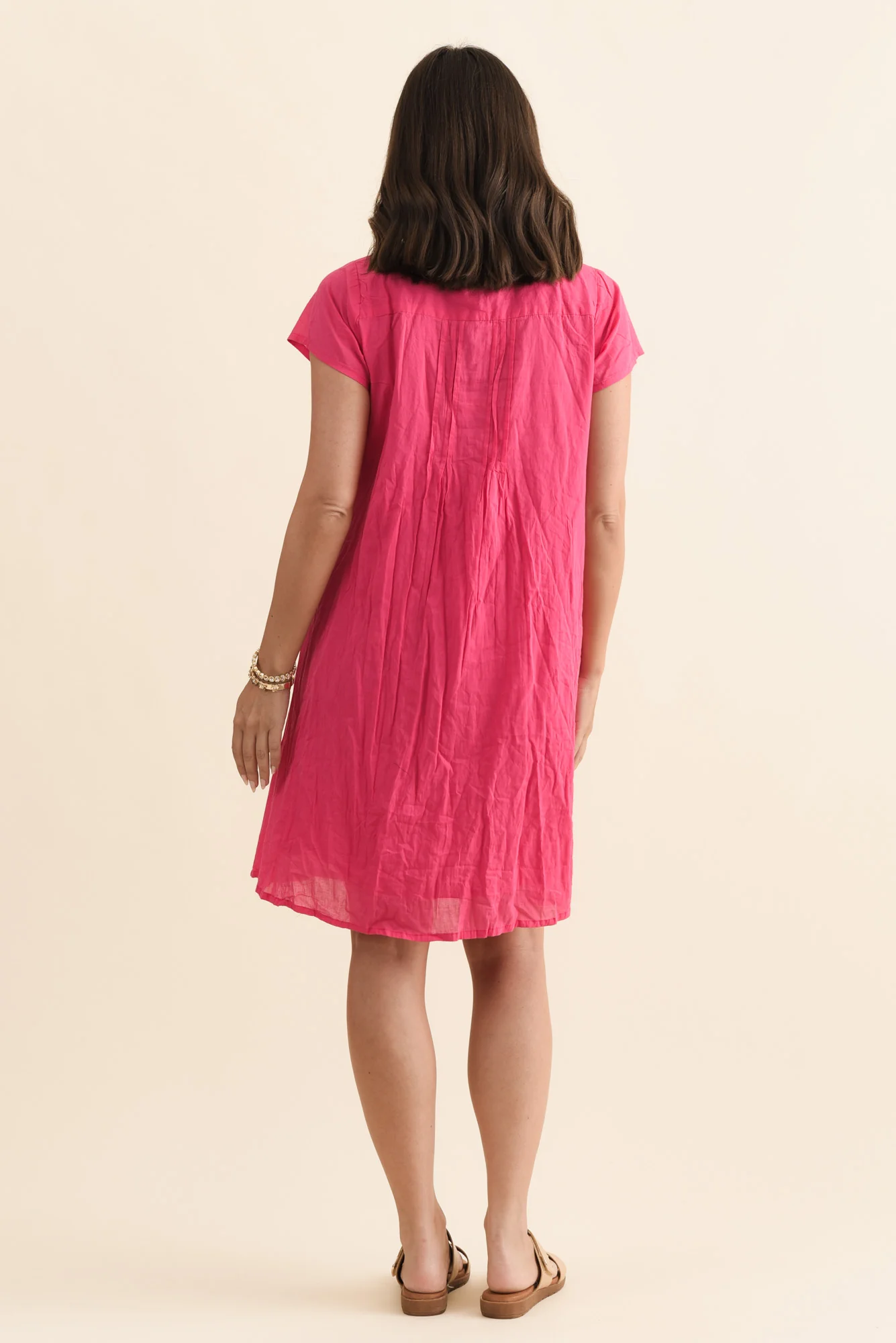 Sabina Fuchsia Crinkle Cotton Dress - Image 4