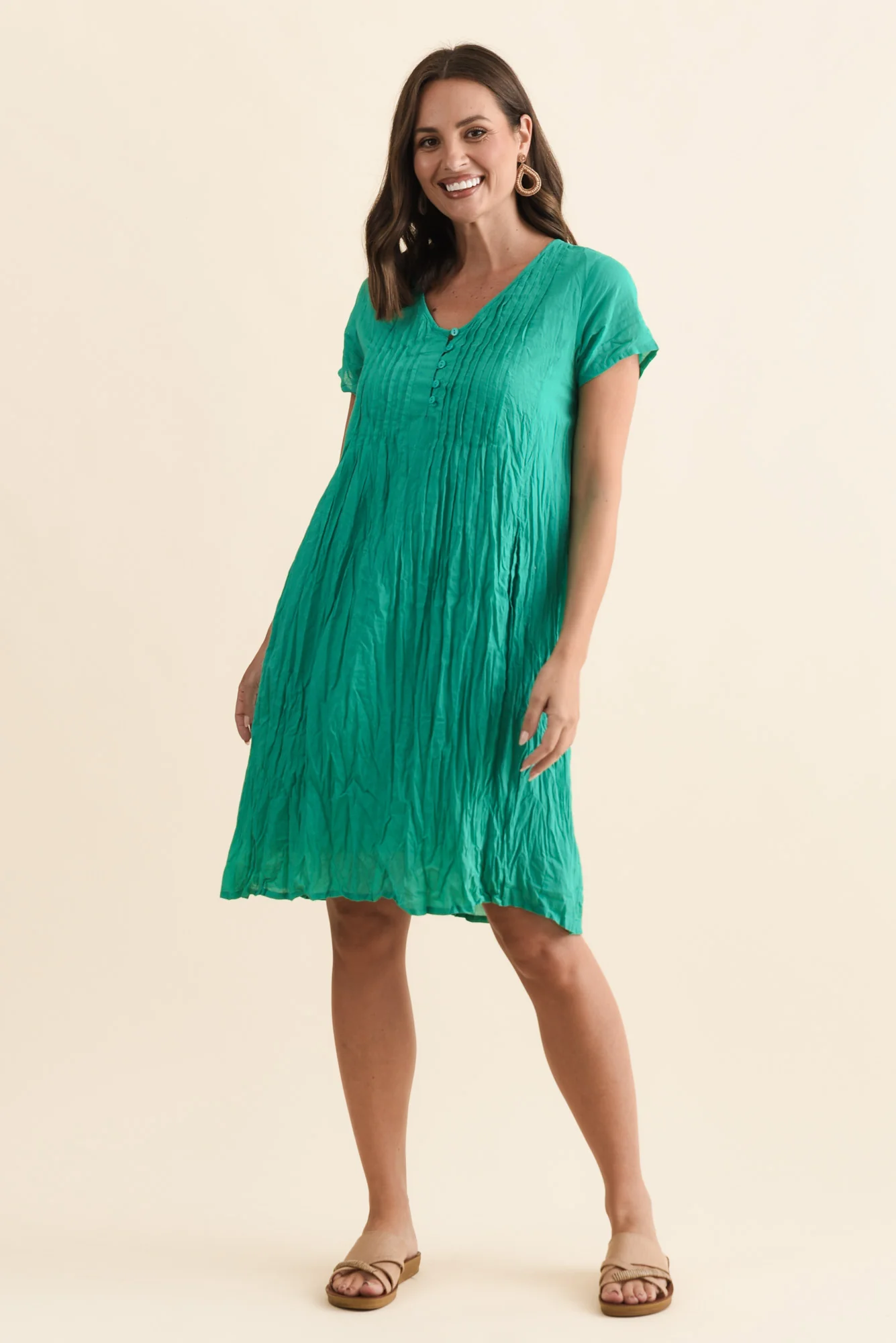 Sabina Green Crinkle Cotton Dress - Image 2