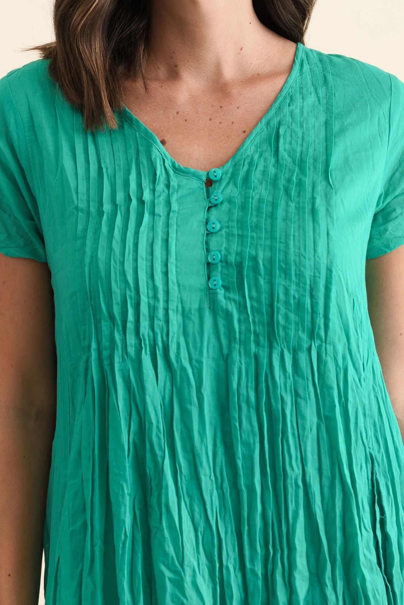 Sabina Green Crinkle Cotton Dress - Image 5