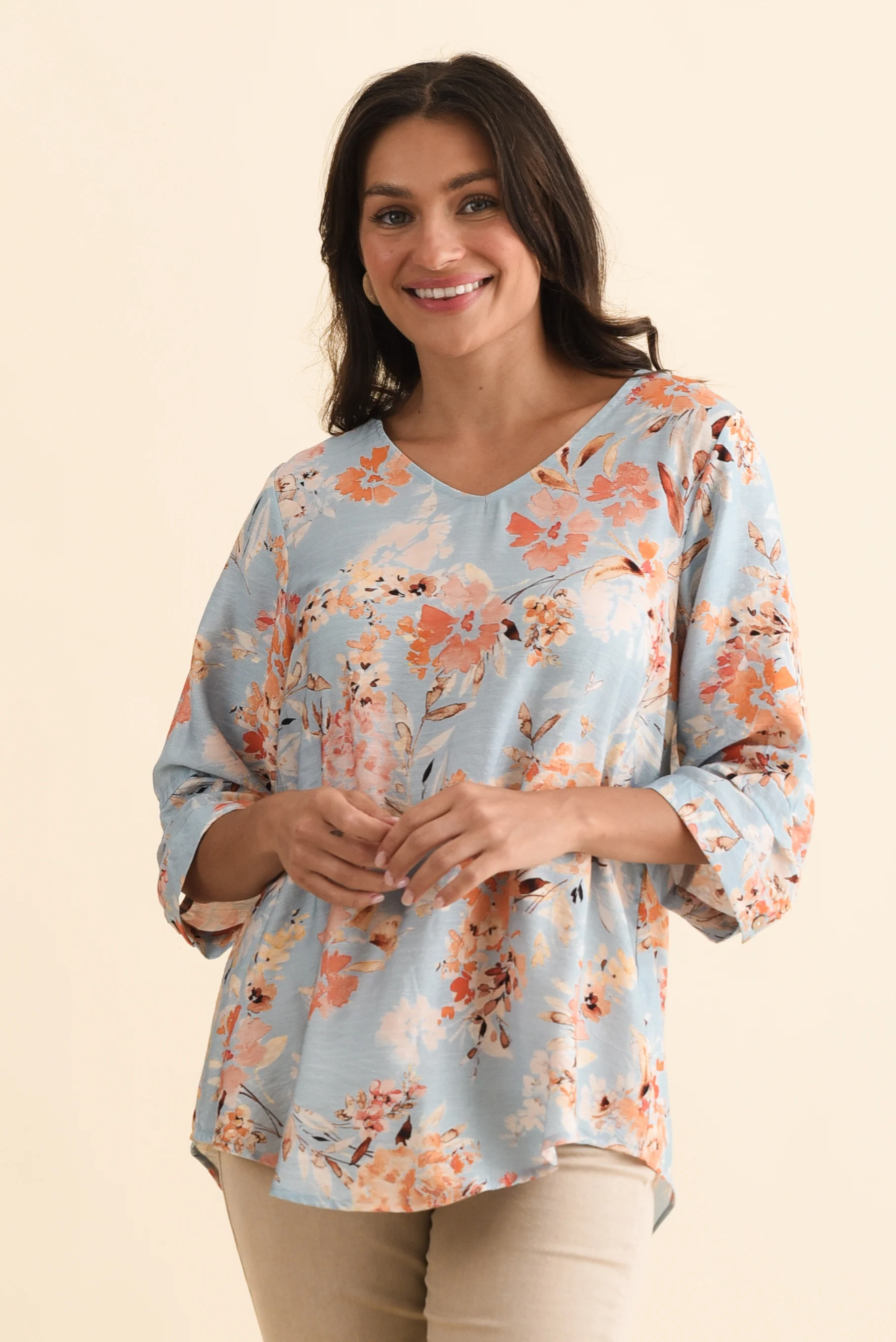 Breanne Blue Garden Button Top - Image 2