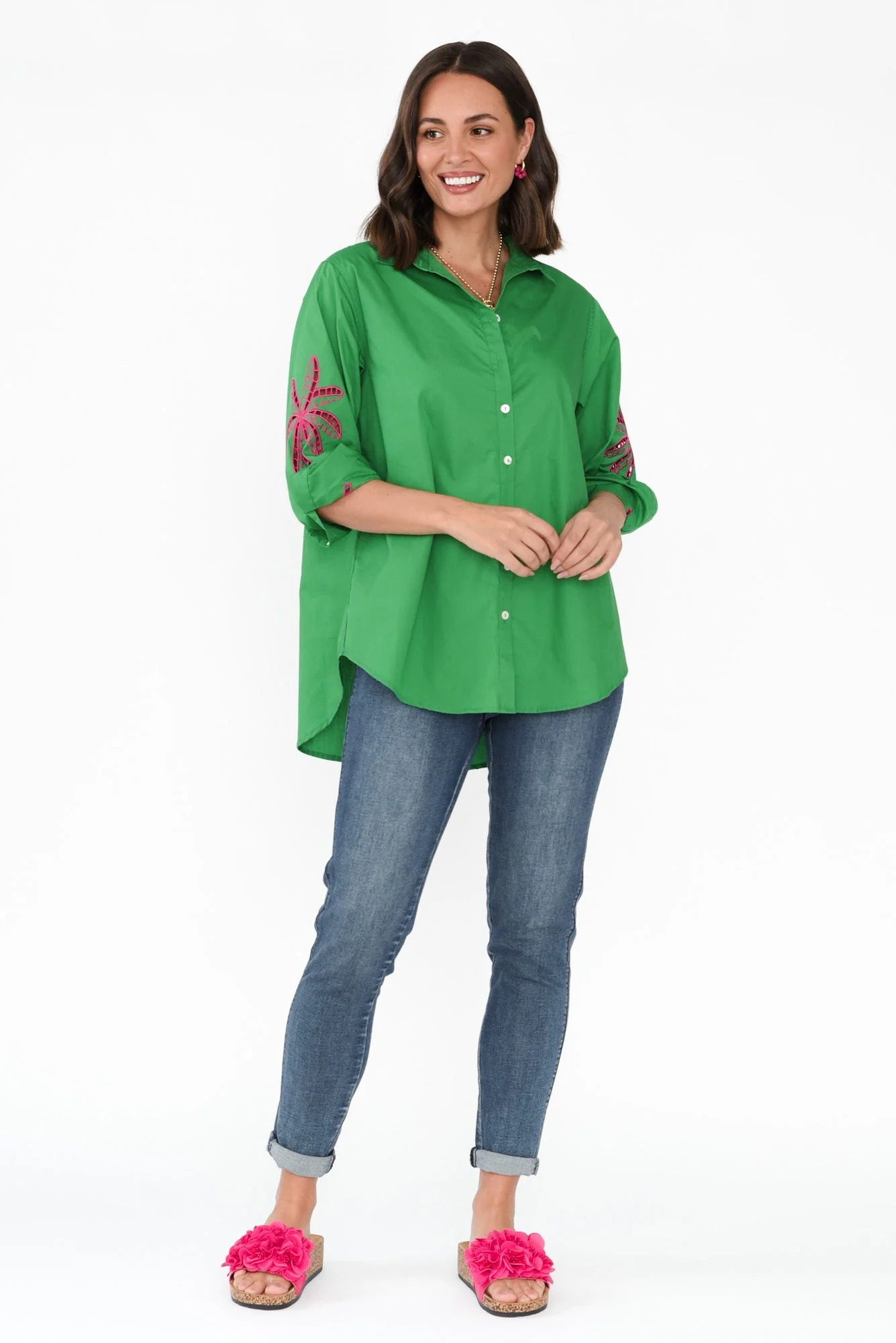 Briella Green Palm Cotton Shirt - Image 3