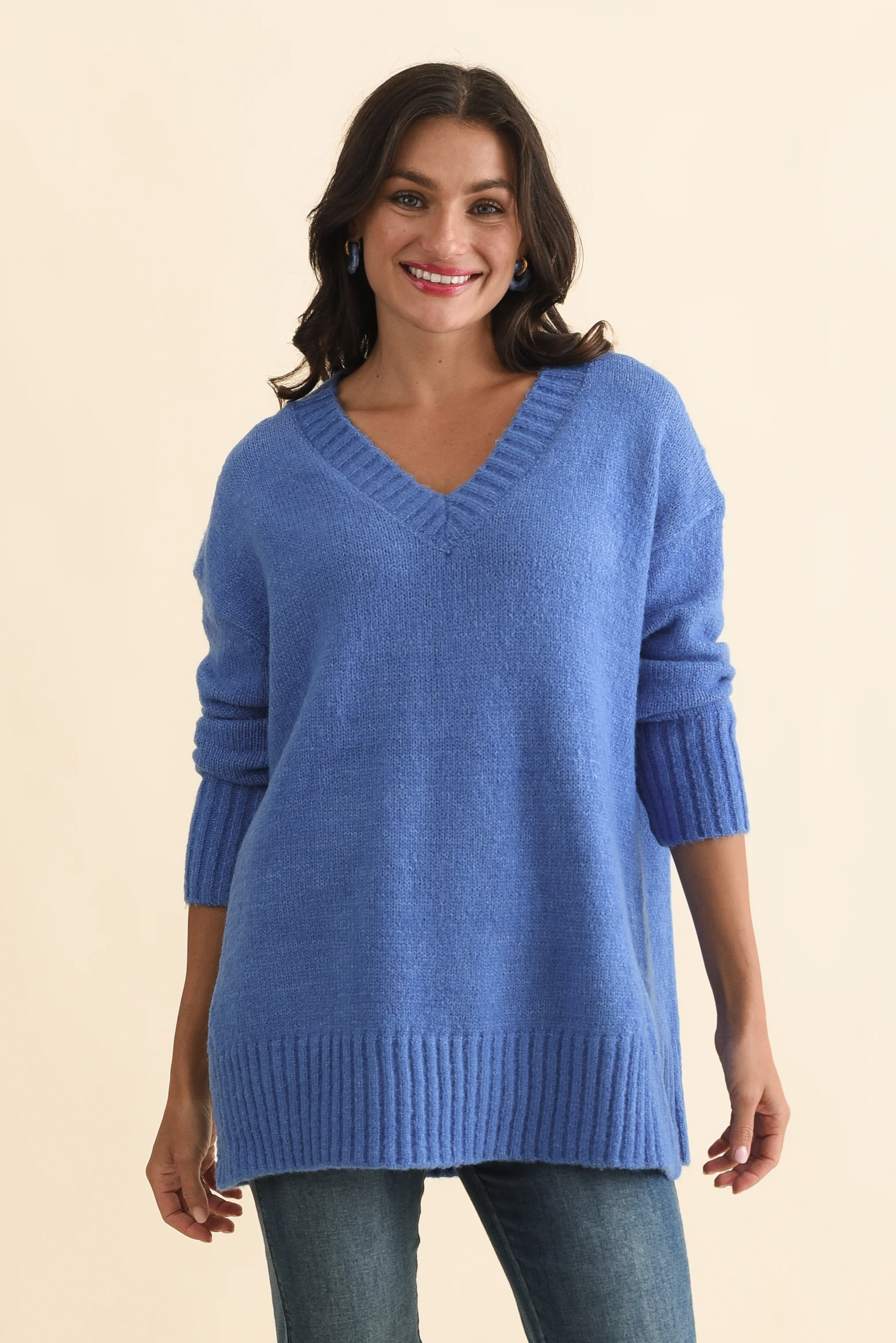 Brilla Blue V Neck Jumper