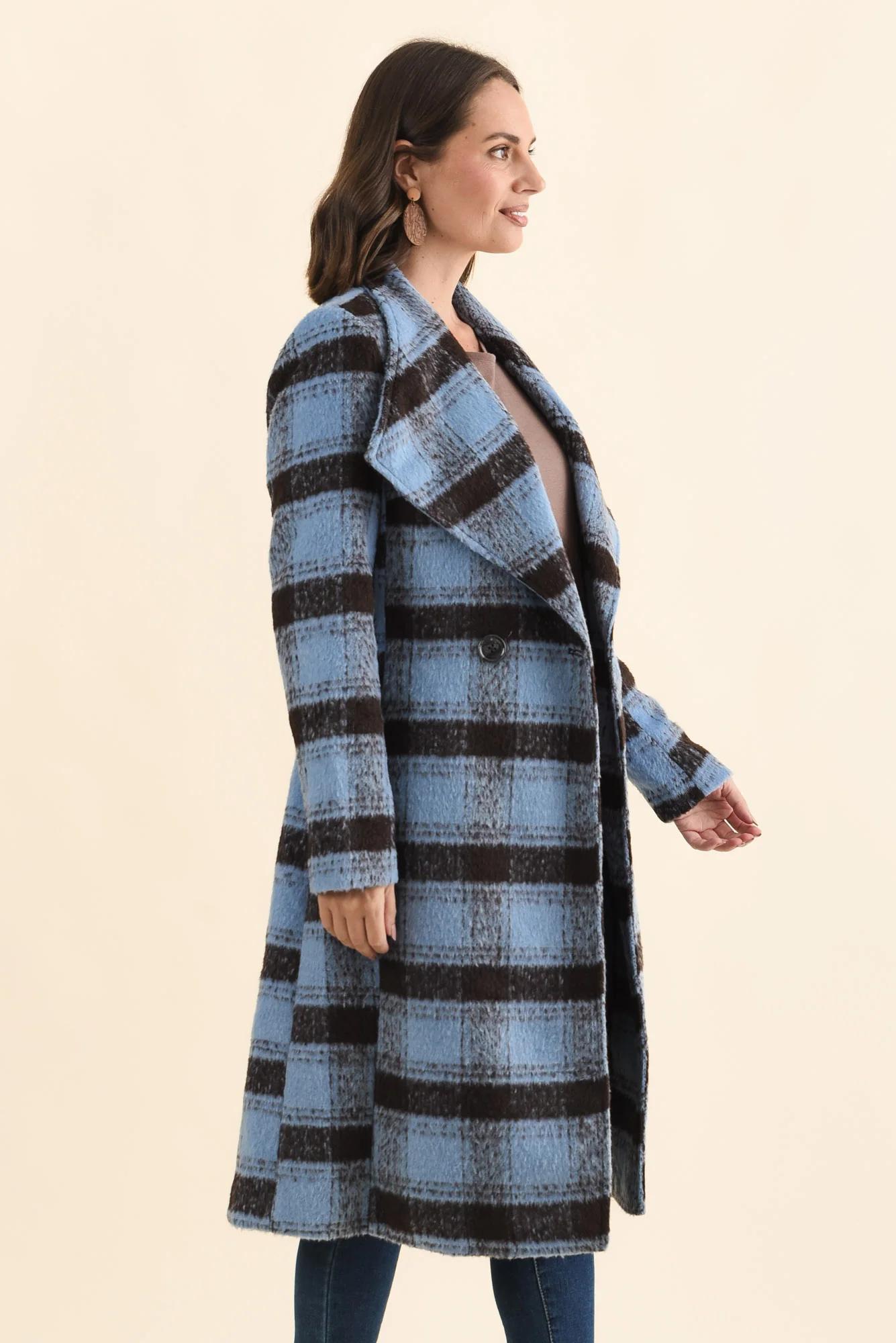 Britney Blue Check Collared Coat - Image 3