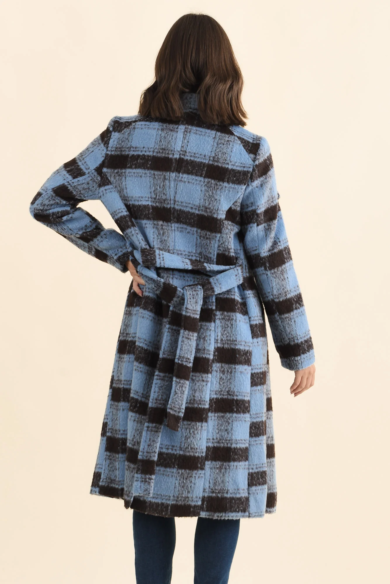 Britney Blue Check Collared Coat - Image 4