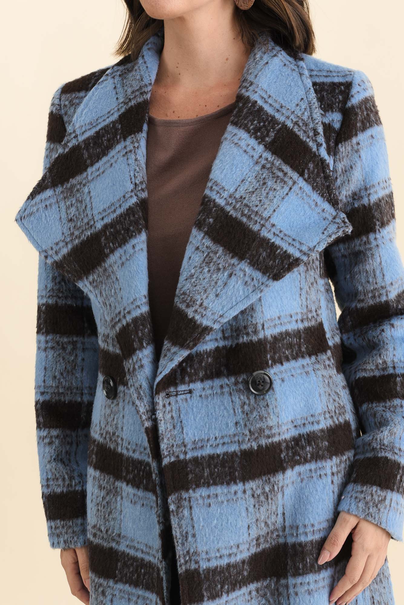 Britney Blue Check Collared Coat - Image 5