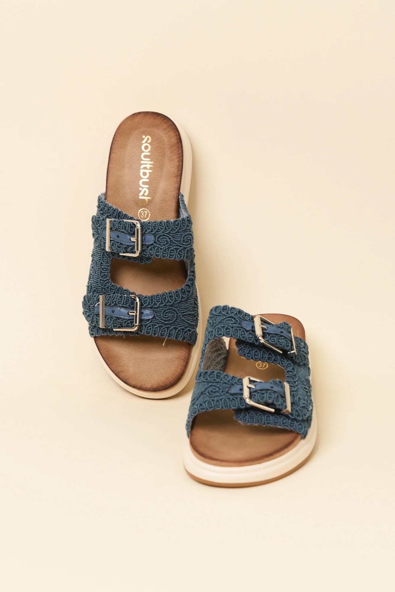 Brizzie Blue Buckle Platform Slide - Image 2